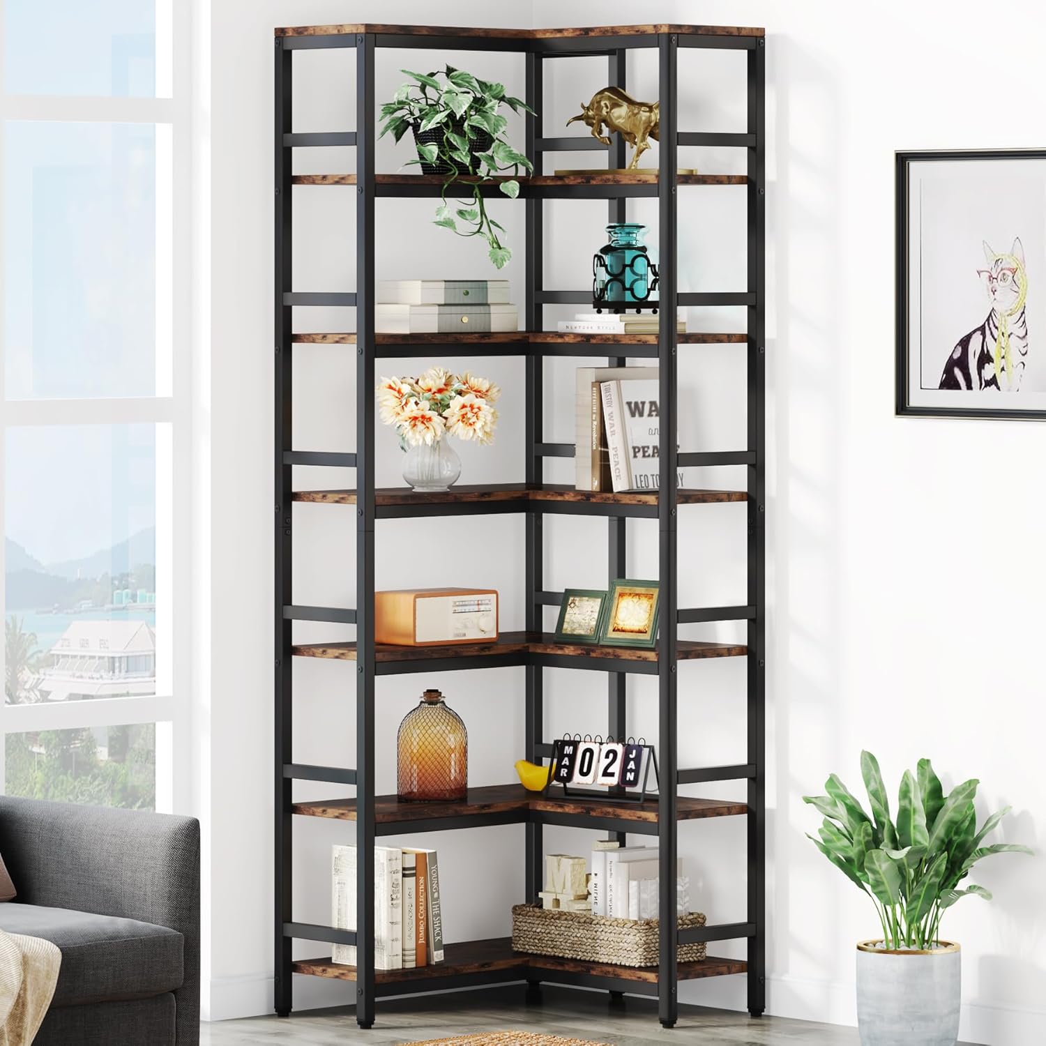 Tribesigns 7874 Inch Tall Corner Shelf 7 Tier