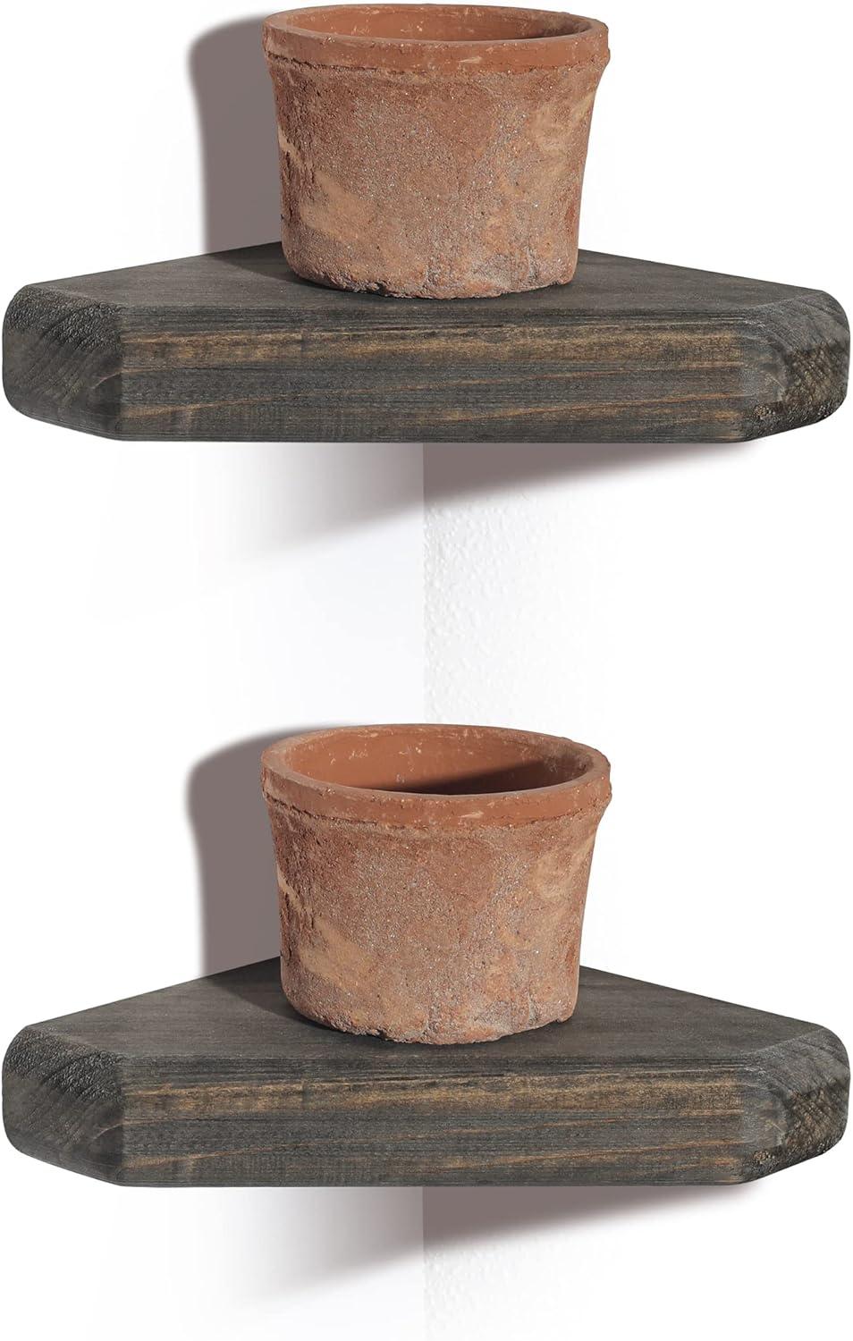 Freezing Point Corner Shelf Rustic Wood Floating Wall Mount Display Storage Decor