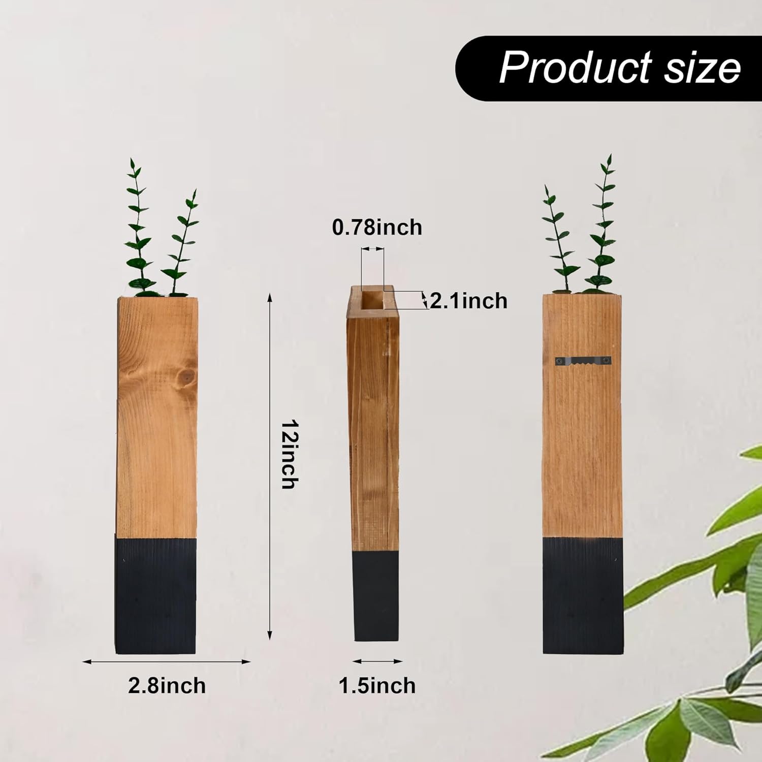 4Pack Wood Wall Planters for Dried Flowers and Greenery