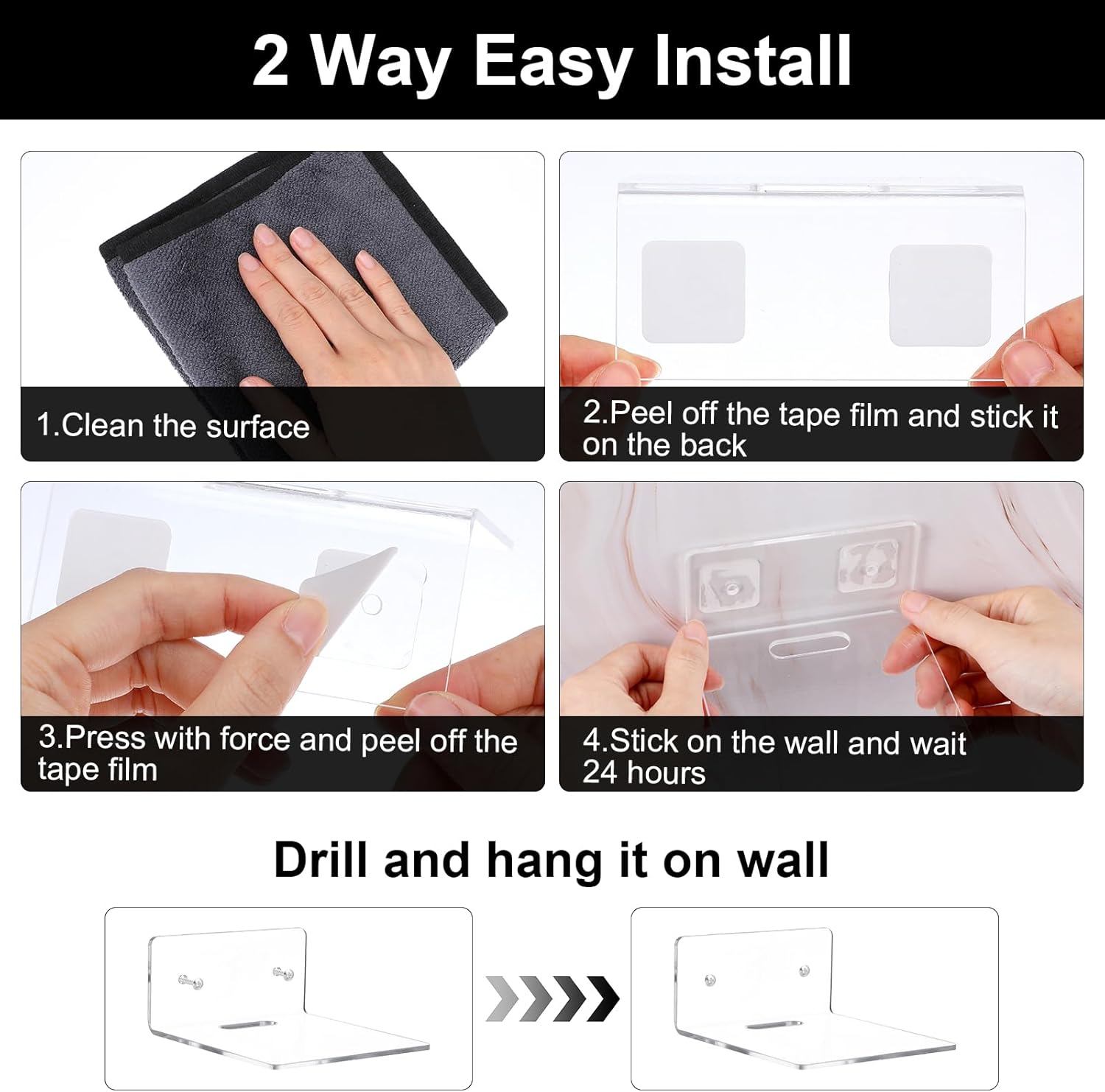 Lemecima 6 Pack Small Acrylic Floating Shelves for Wall