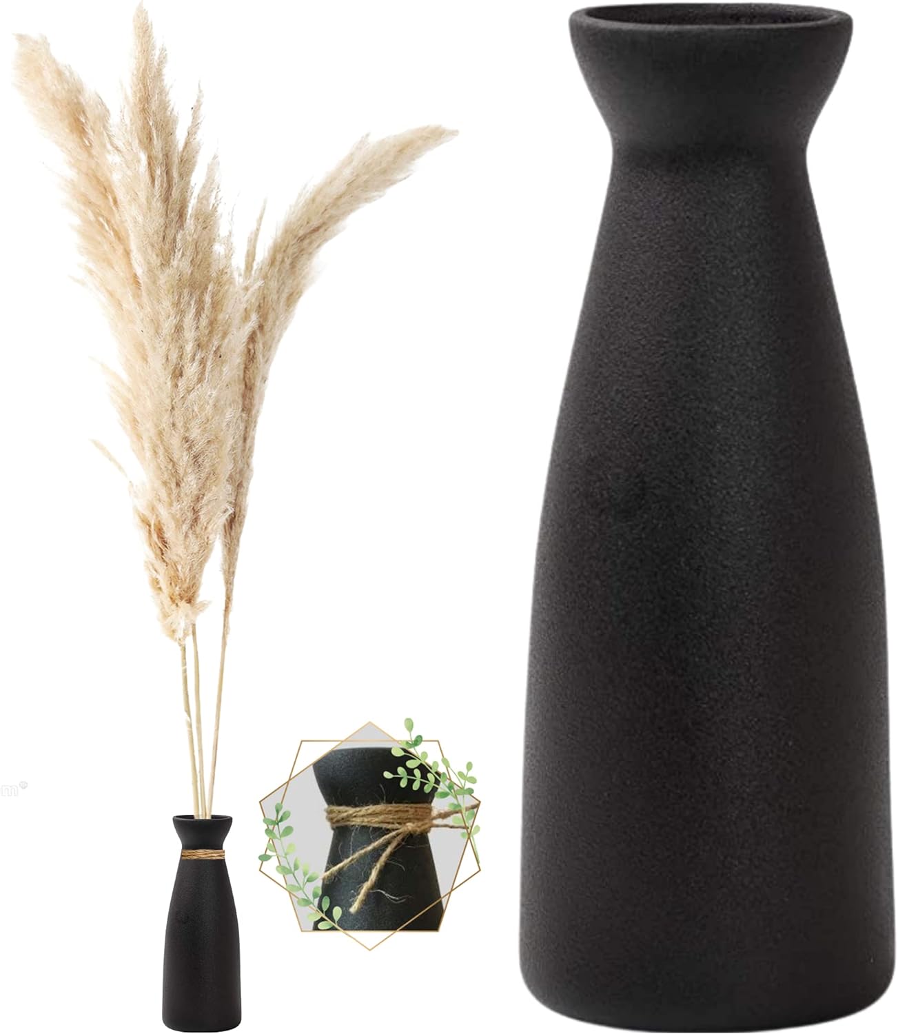 Lontcs WZ-2 Black Ceramic Vase for Pampas Grass