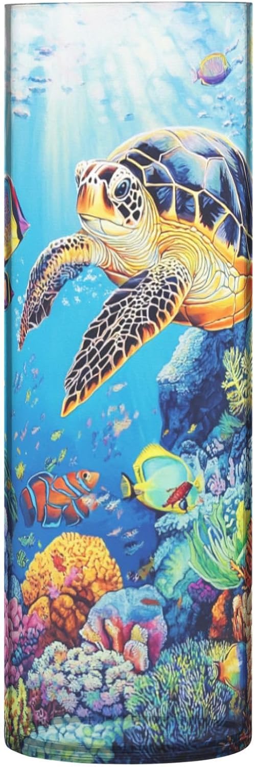 Turtle Plastic Cylinder Vase with Floating Candle Holder