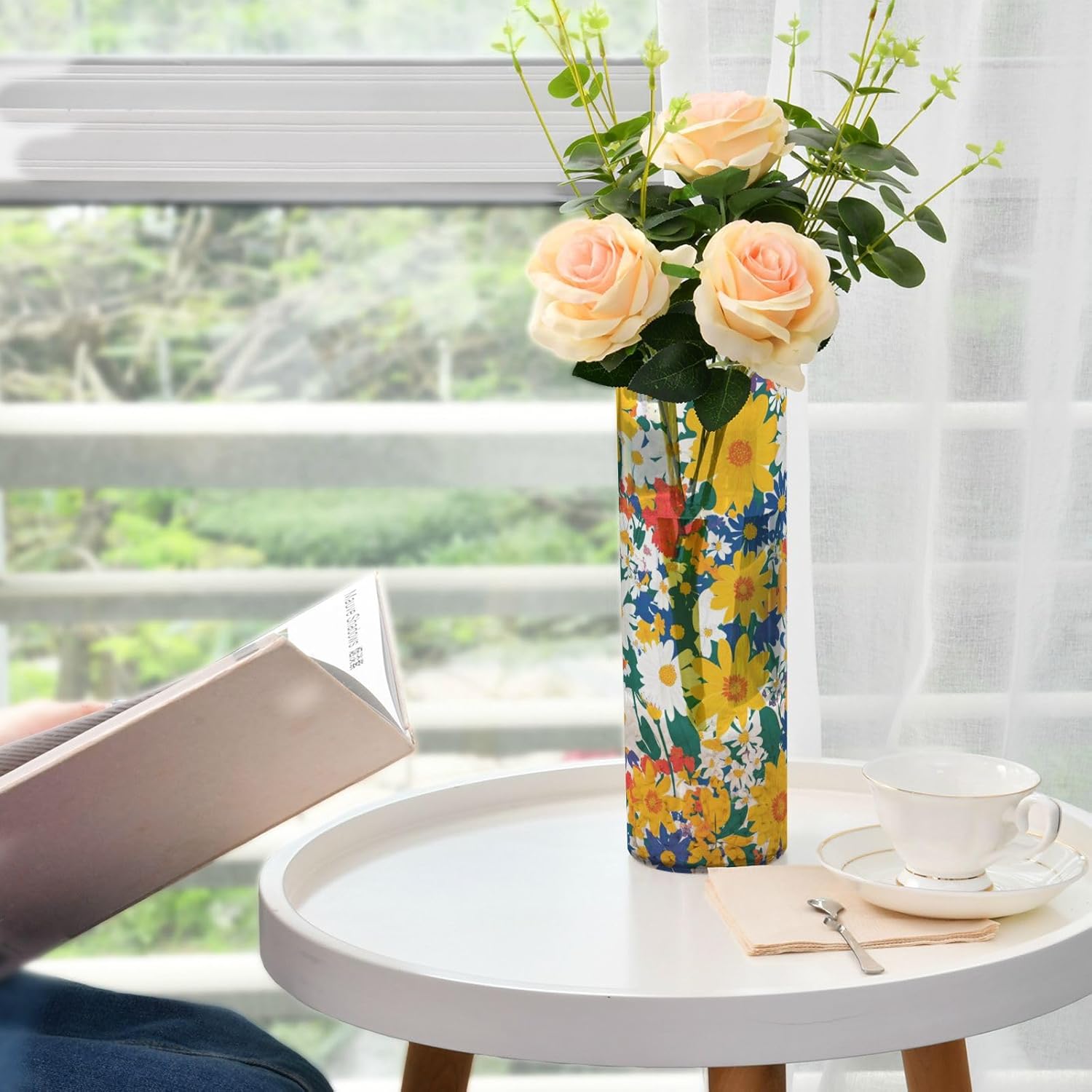 Colorful Daisy Plastic Cylinder Vase 118 x 39 Inch