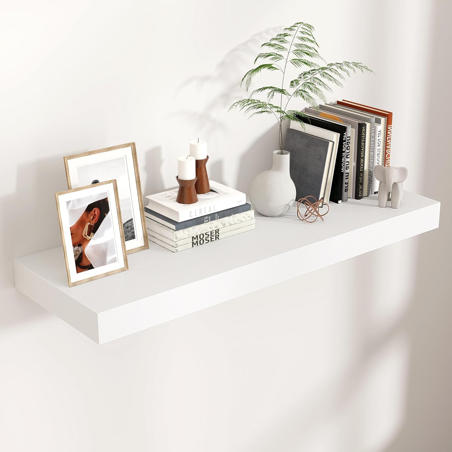 Venusmiles 36 Inch White Floating Wall Shelf