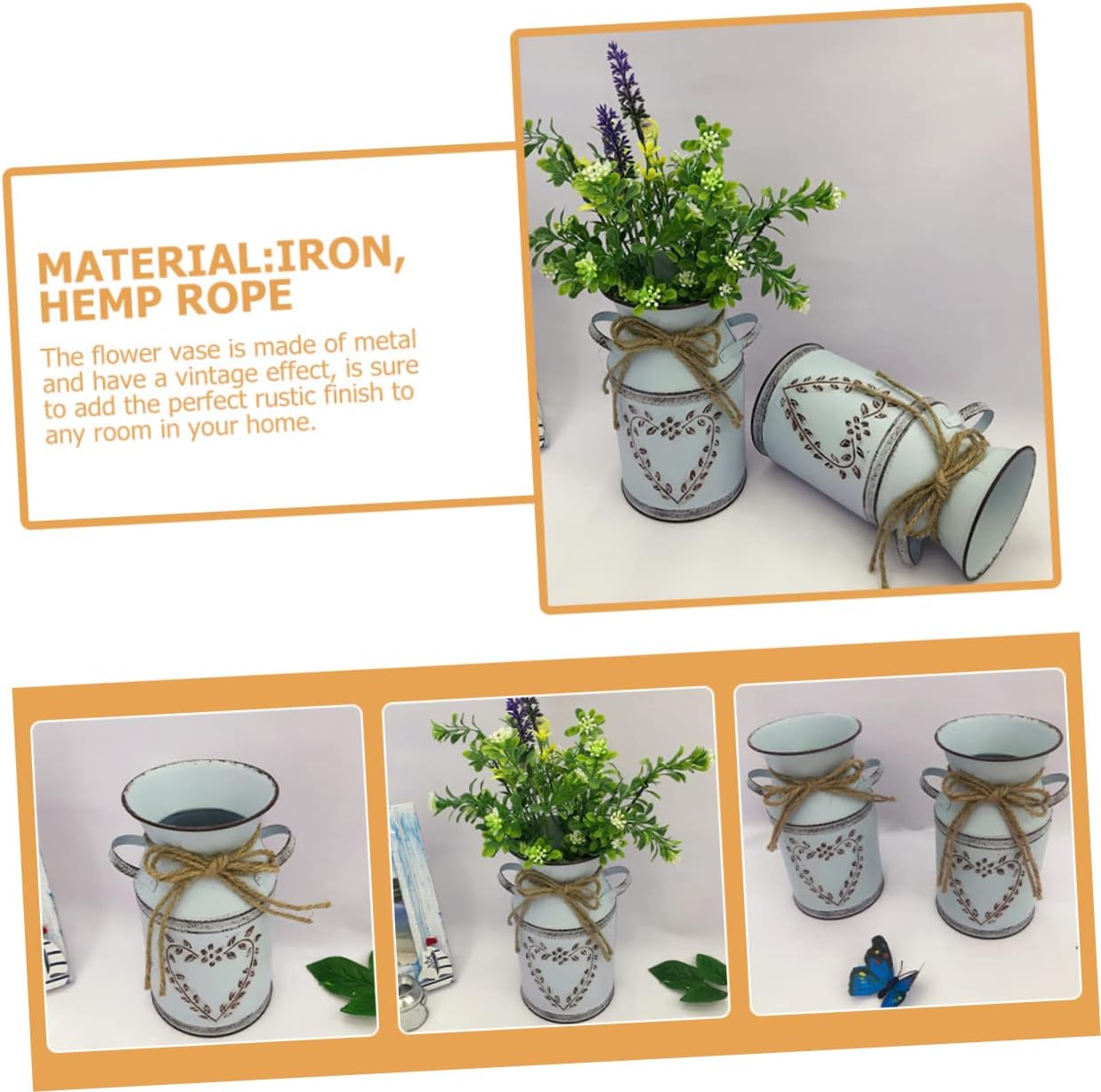 Vintage Metal Flower Bucket for Rustic Decor