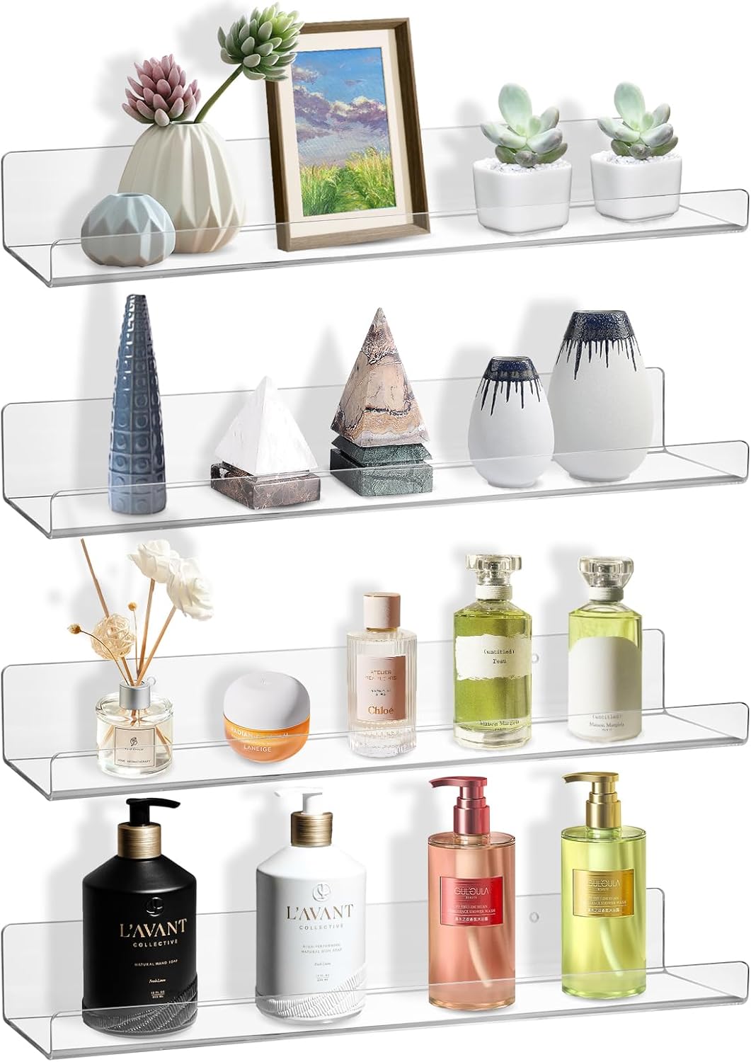 AMEITECH 4 Pack Floating Shelves for Wall Decor Storage