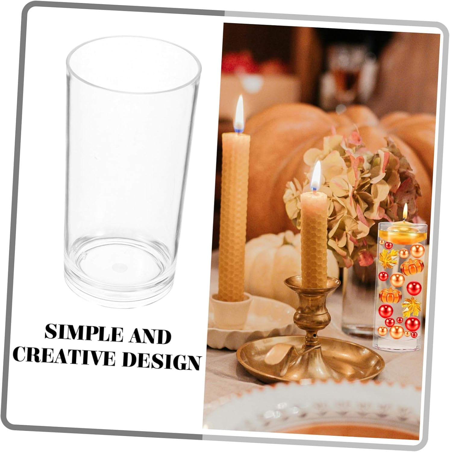 Floral Holder Vase Acrylic Floating Candle Decor Centerpiece for Home Wedding