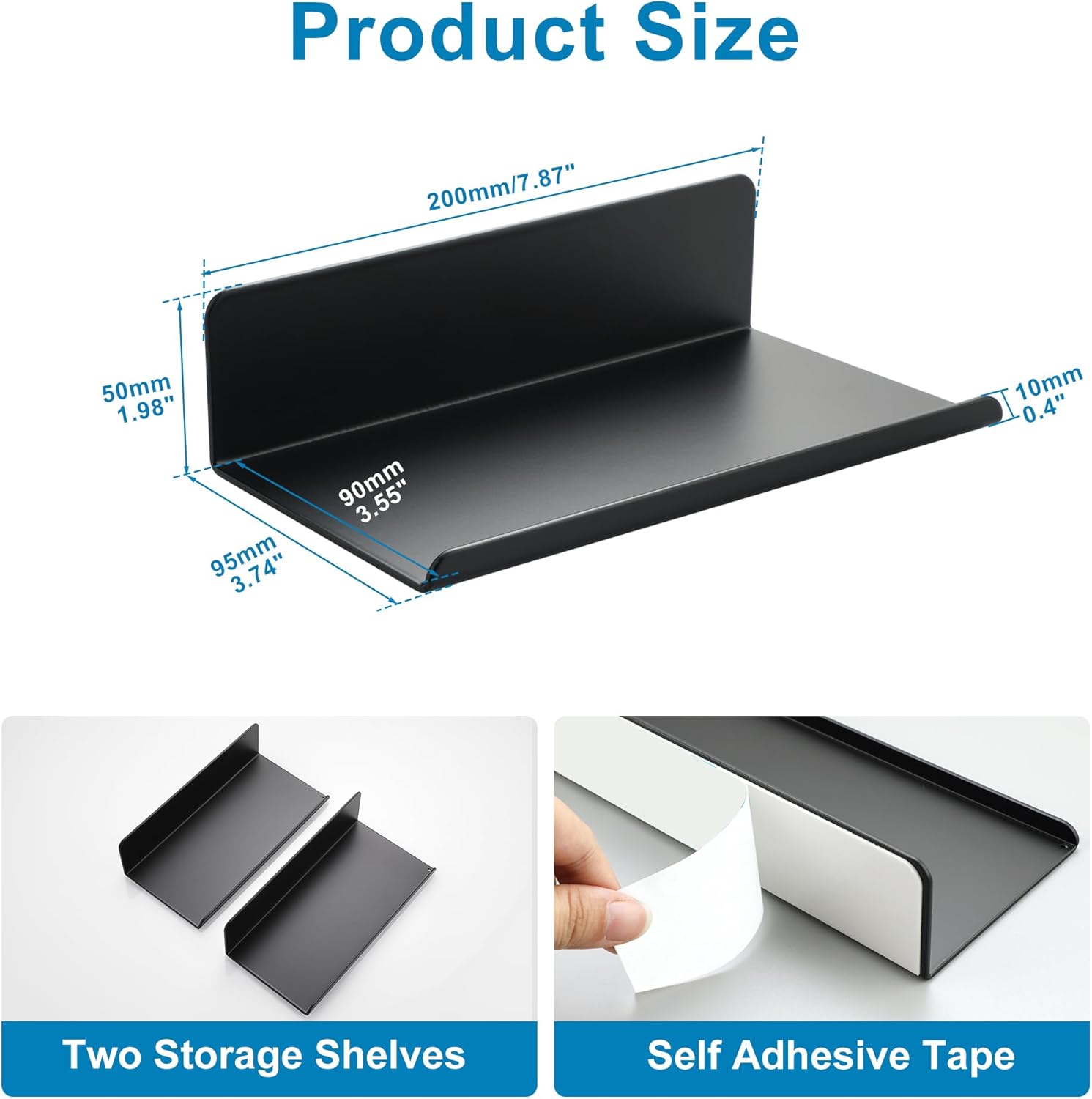 SAYAYO Black Floating Shelves 2pcs Wall Storage