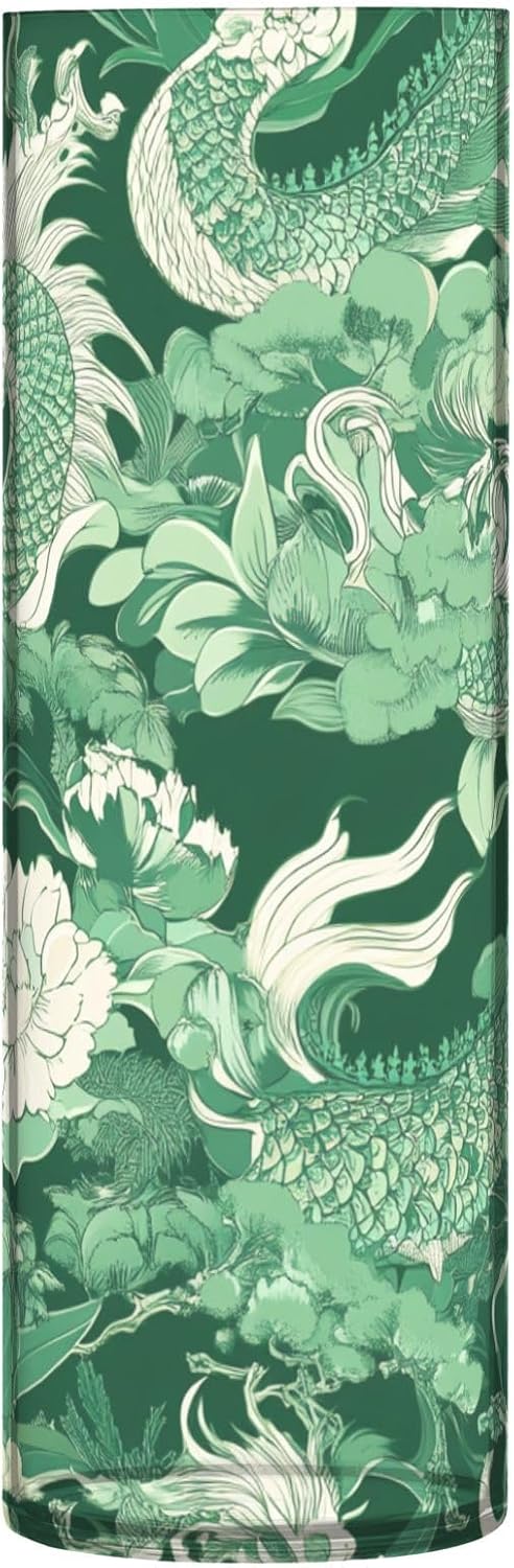 Green Retro Flower Dragon Hurricane Vase 118 x 39 Inch Decorative Holder