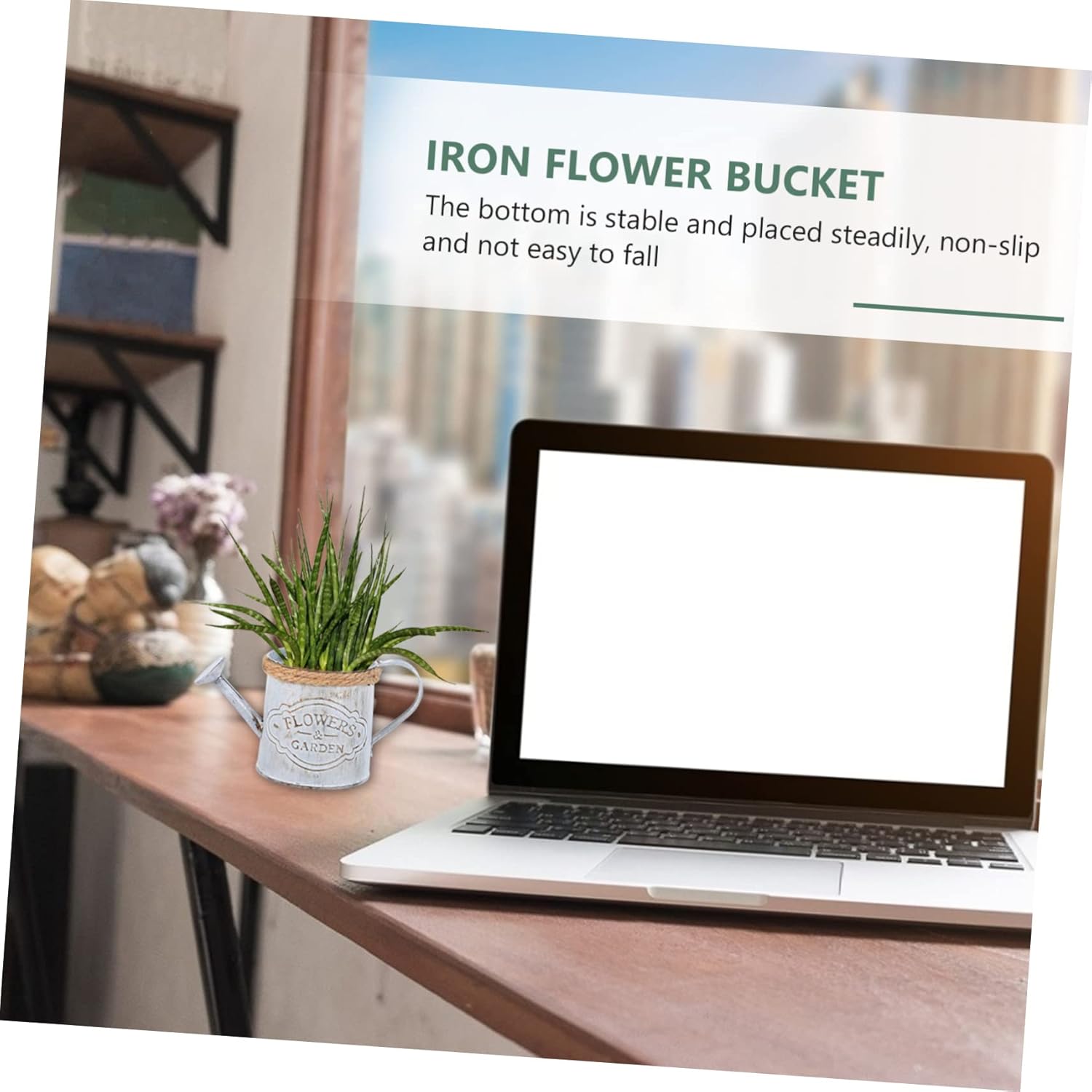 BESPORTBLE 2pcs Retro Iron Flower Bucket Decor Vase