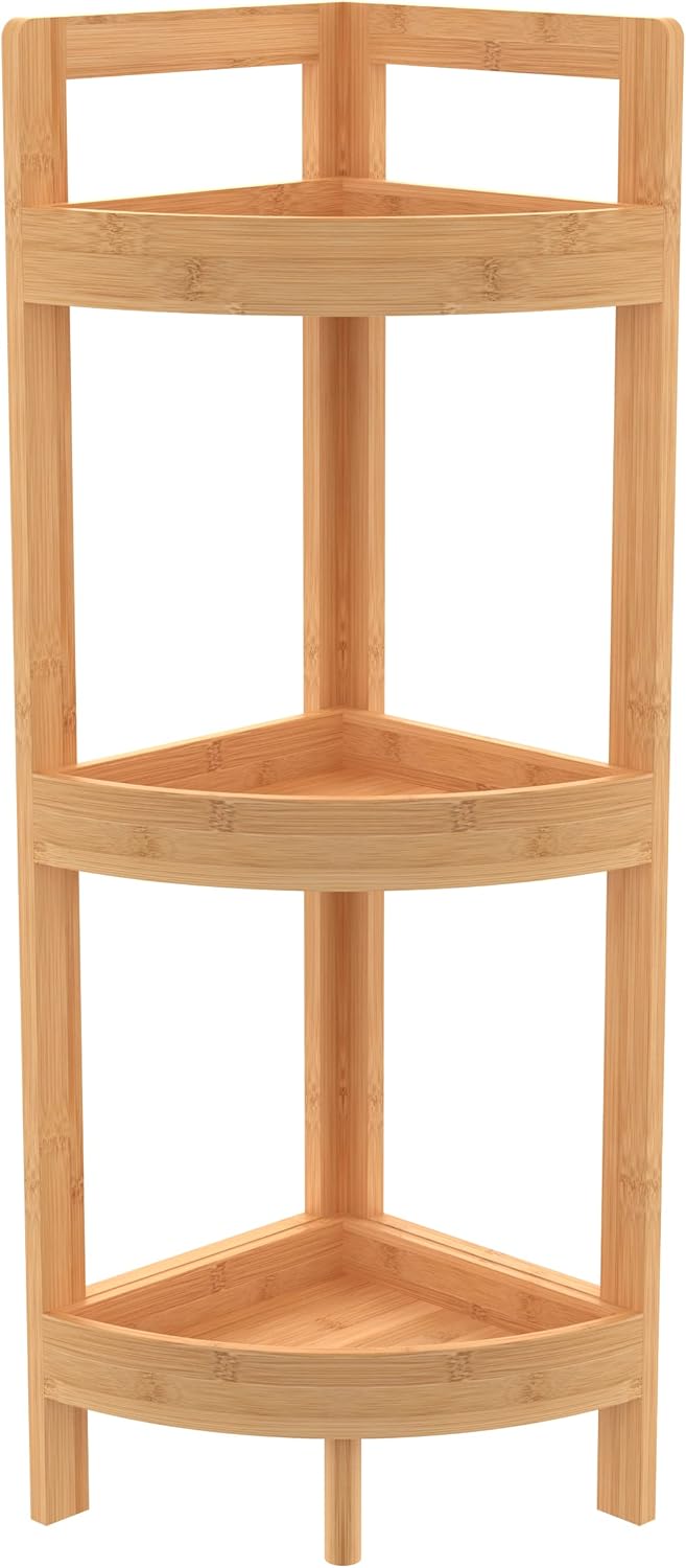 ClosetMaid Corner Shelf 3 Tiers Bamboo Display