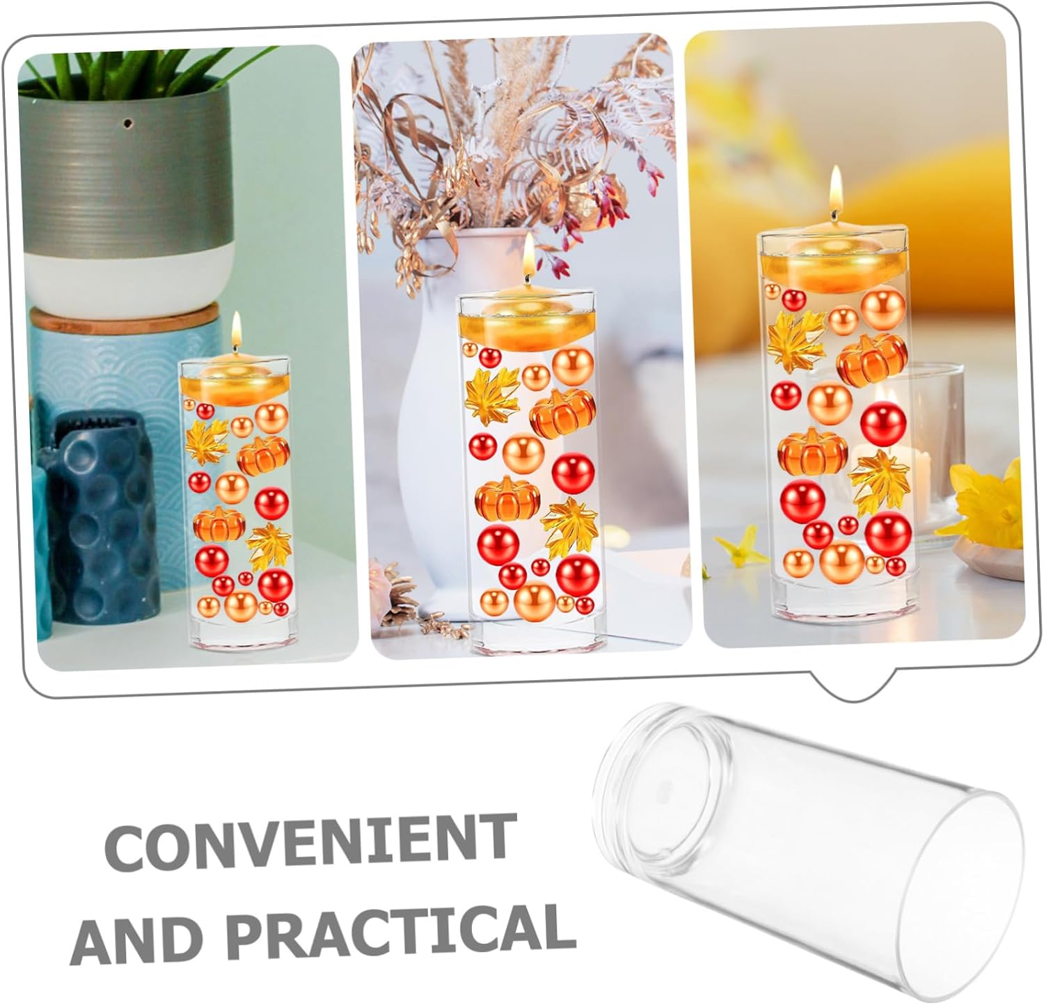 Floral Holder Vase Acrylic Floating Candle Decor Centerpiece for Home Wedding