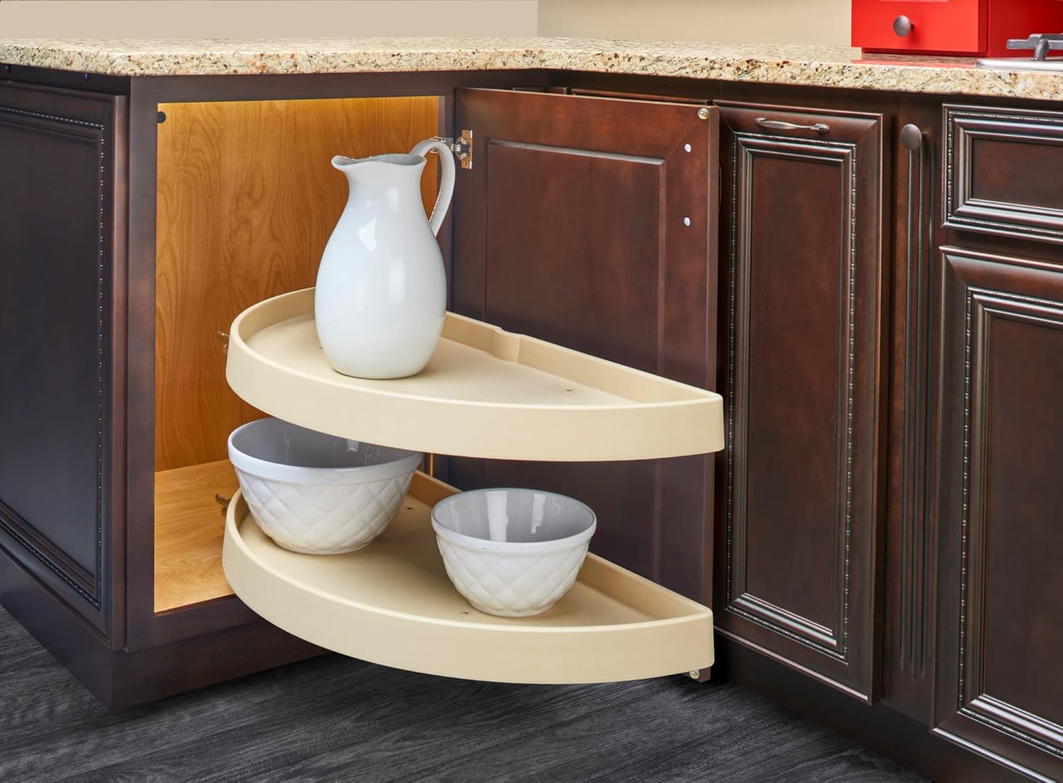 Rev-A-Shelf Polymer Pivot Slide Half Moon 2-Shelf Organizer