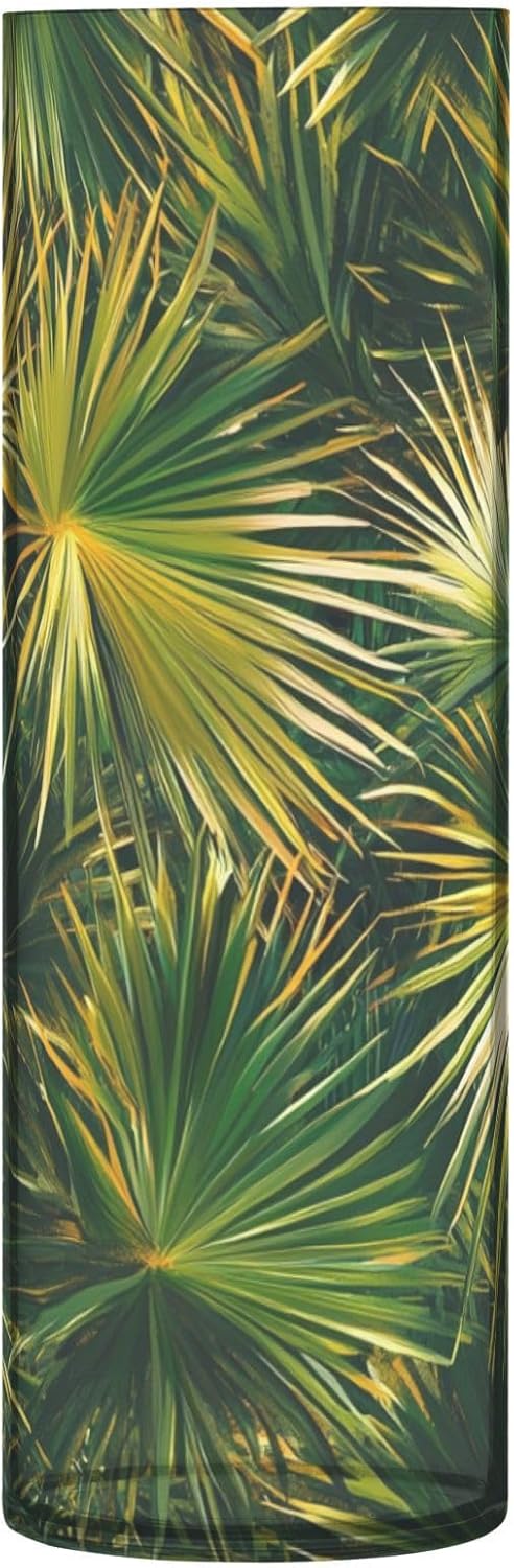 Green Tropical Leaves Plastic Flower Vase 118 x 39 Inch Decorative Hurricane Candle Holder