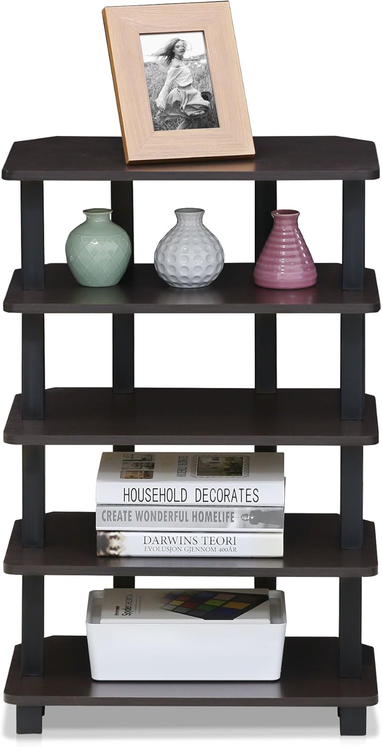 Furinno Turn-N-Tube 5-Tier Corner Shelf Espresso Black