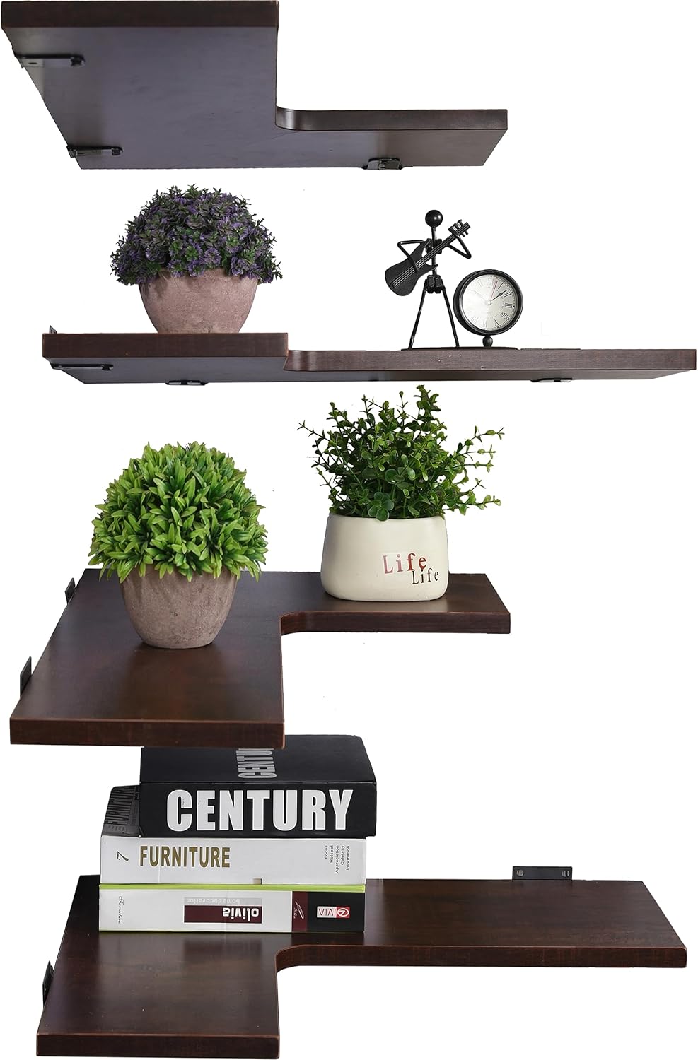 22 Inch Corner Shelf Wall Mount Set of 4 Dark Brown Heavy Duty