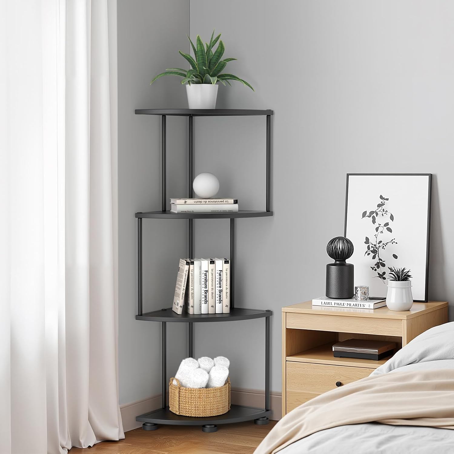 Haomsj 4 Tier Metal Corner Shelf Stand 41 Inches