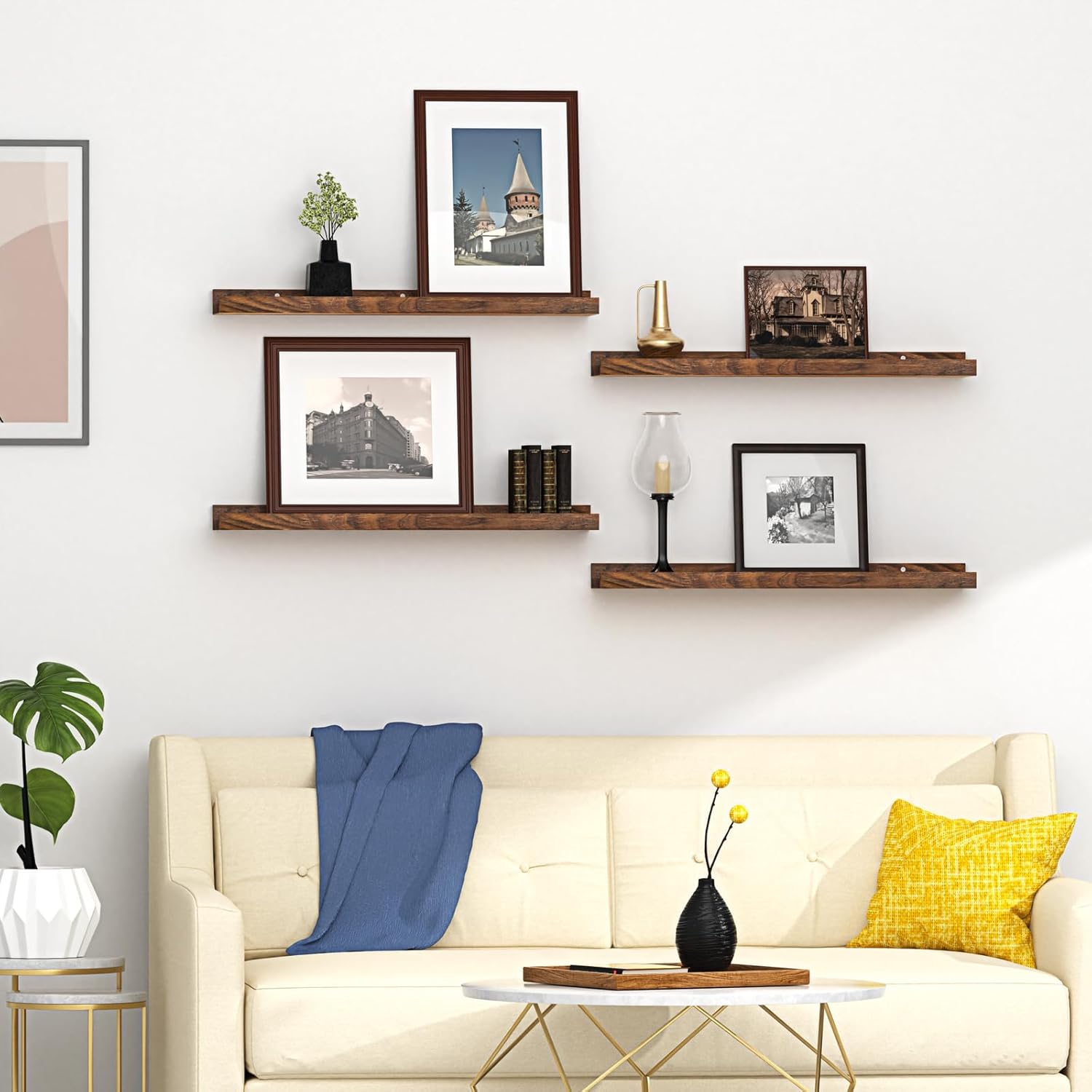 Gloserin 16 Inch Wood Floating Shelves Set of 4