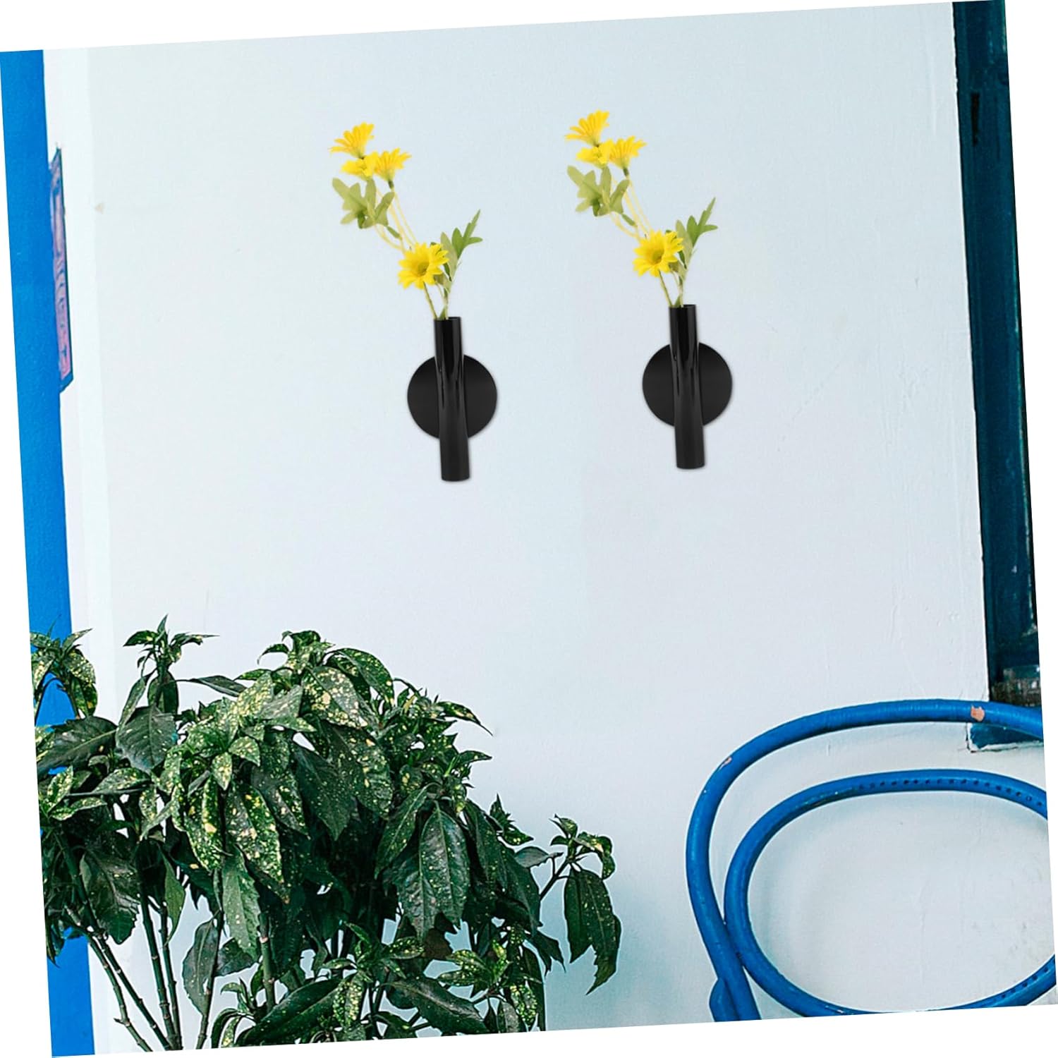 2pcs Modern Wall-Mounted Metal Flower Vases with Tube Design for Home Decor