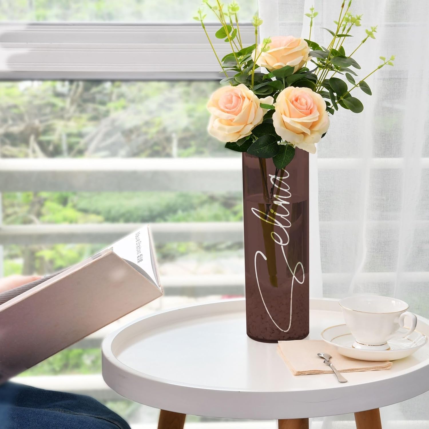 Custom Brown Red Vase for Centerpieces and Farmhouse Decor