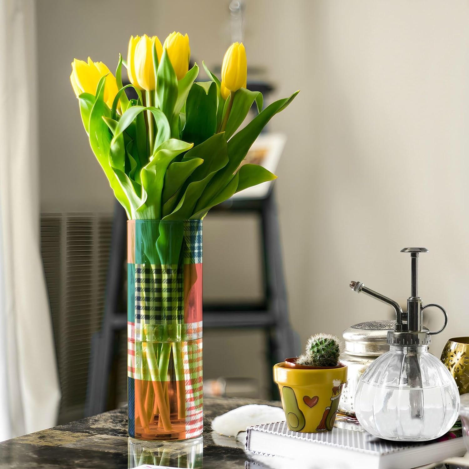 Colored Checkerboard Plastic Vase for Centerpieces 118 x 39 Inch