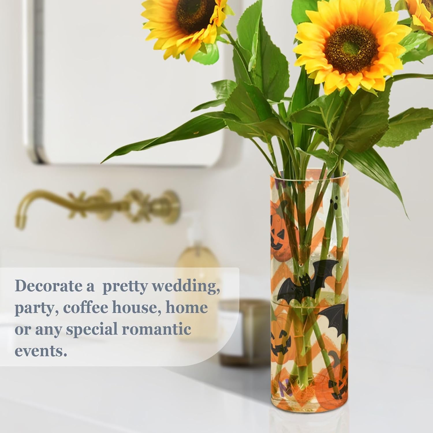 Orange Halloween Pumpkin Plastic Hurricane Floating Candle Holder 118 x 39 Inch Unbreakable Centerpieces