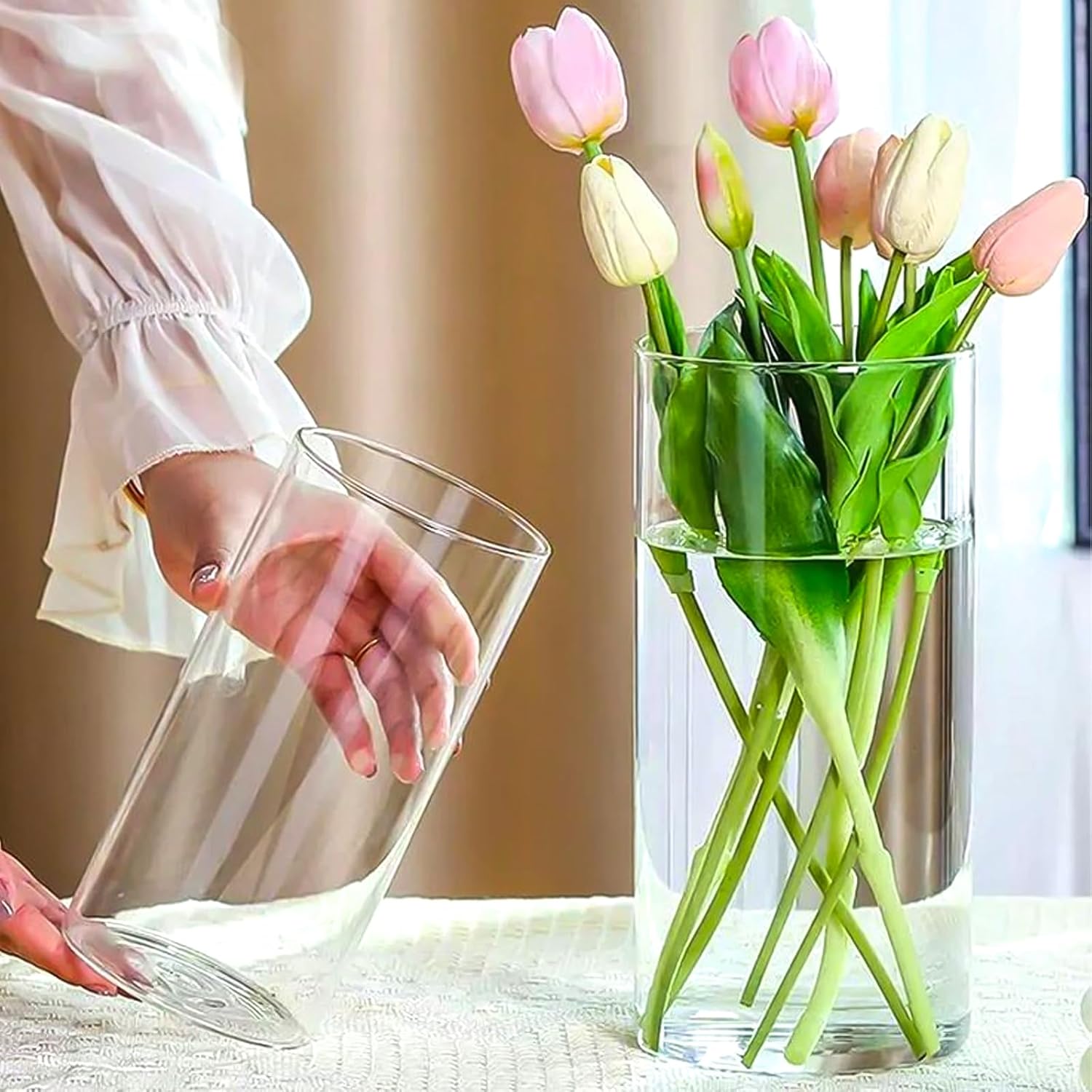 15 Pack Clear Glass Cylinder Vases 8 Inch Tall