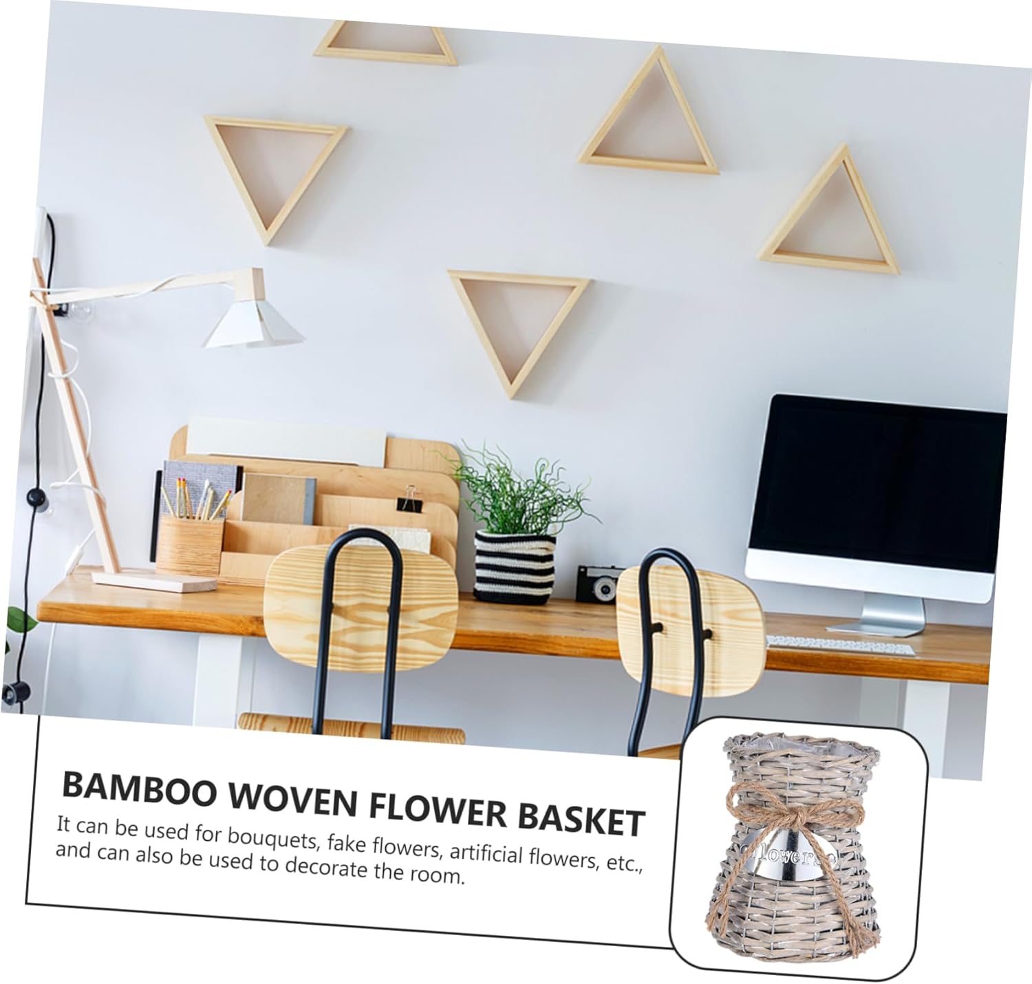 Happyyami Vintage Bamboo Woven Flower Basket for Home Decor