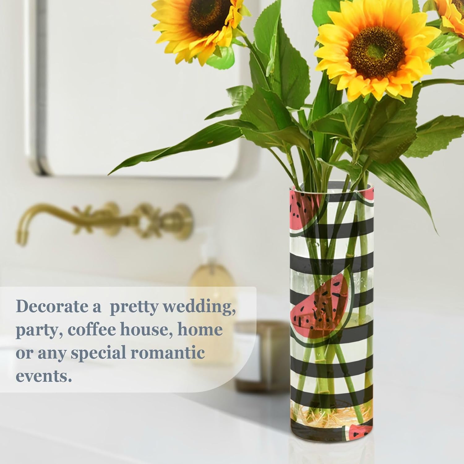Black White Striped Watermelon Plastic Vase 118 x 39 Inch