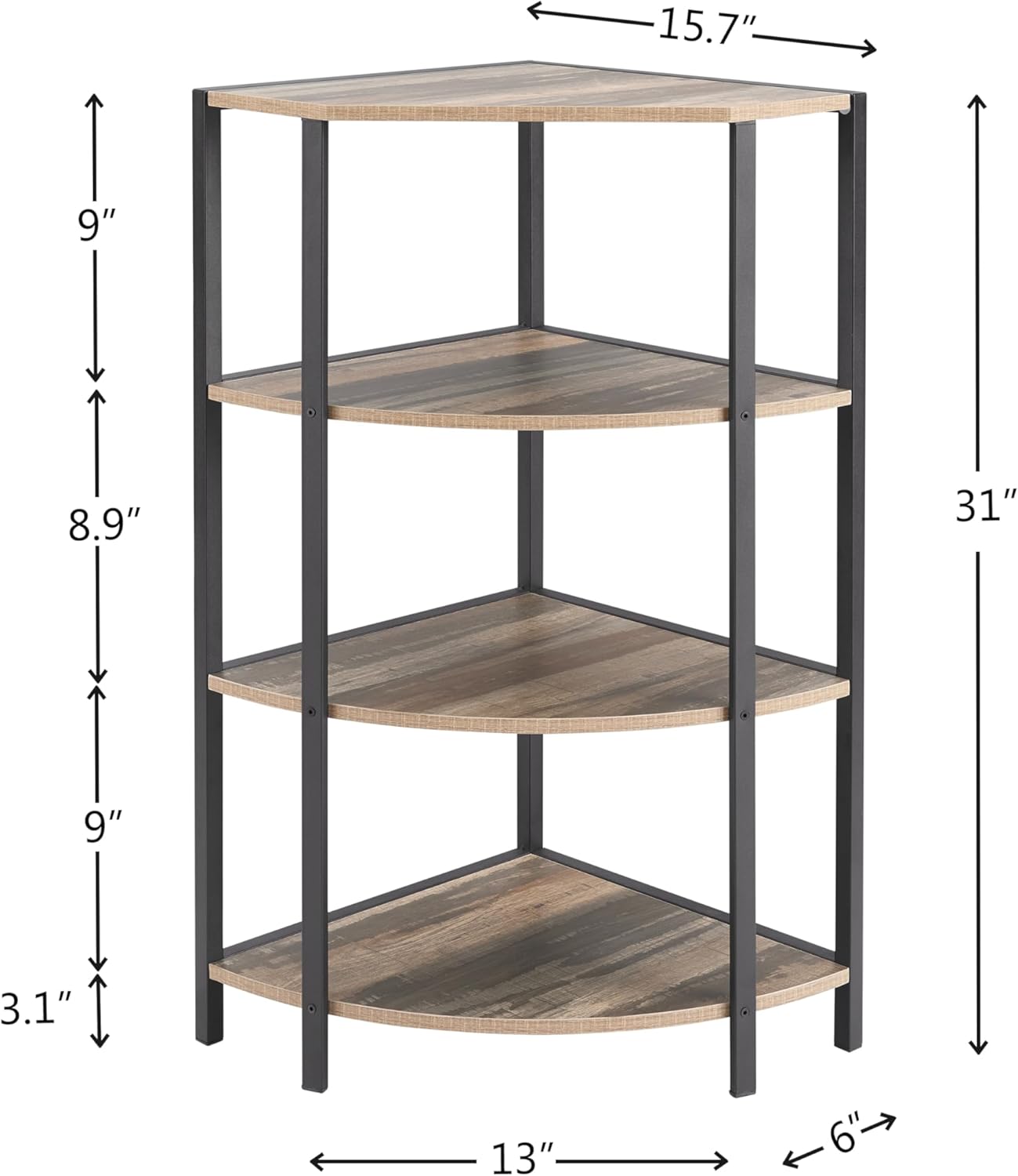 JOIN IRON 4-Tier Corner Bookshelf with Plant Stand