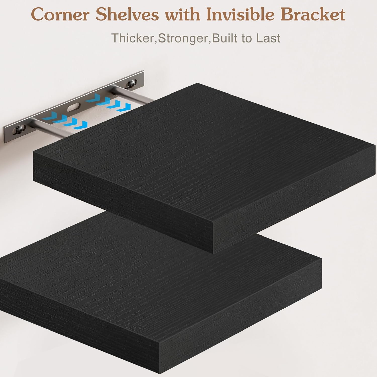 Olakee Corner Floating Shelf Set of 4 Black