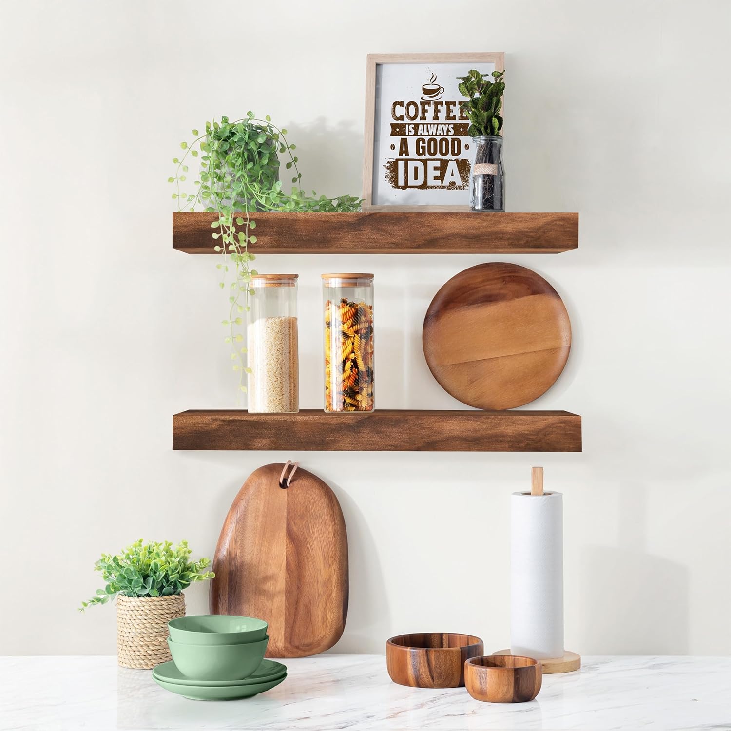 Sorbus Solid Wood Floating Shelves Set of 2
