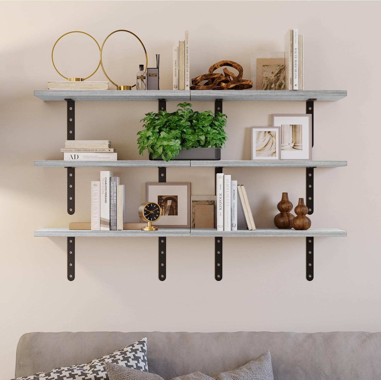 Lavish Home Set of 6 Floating Shelves White