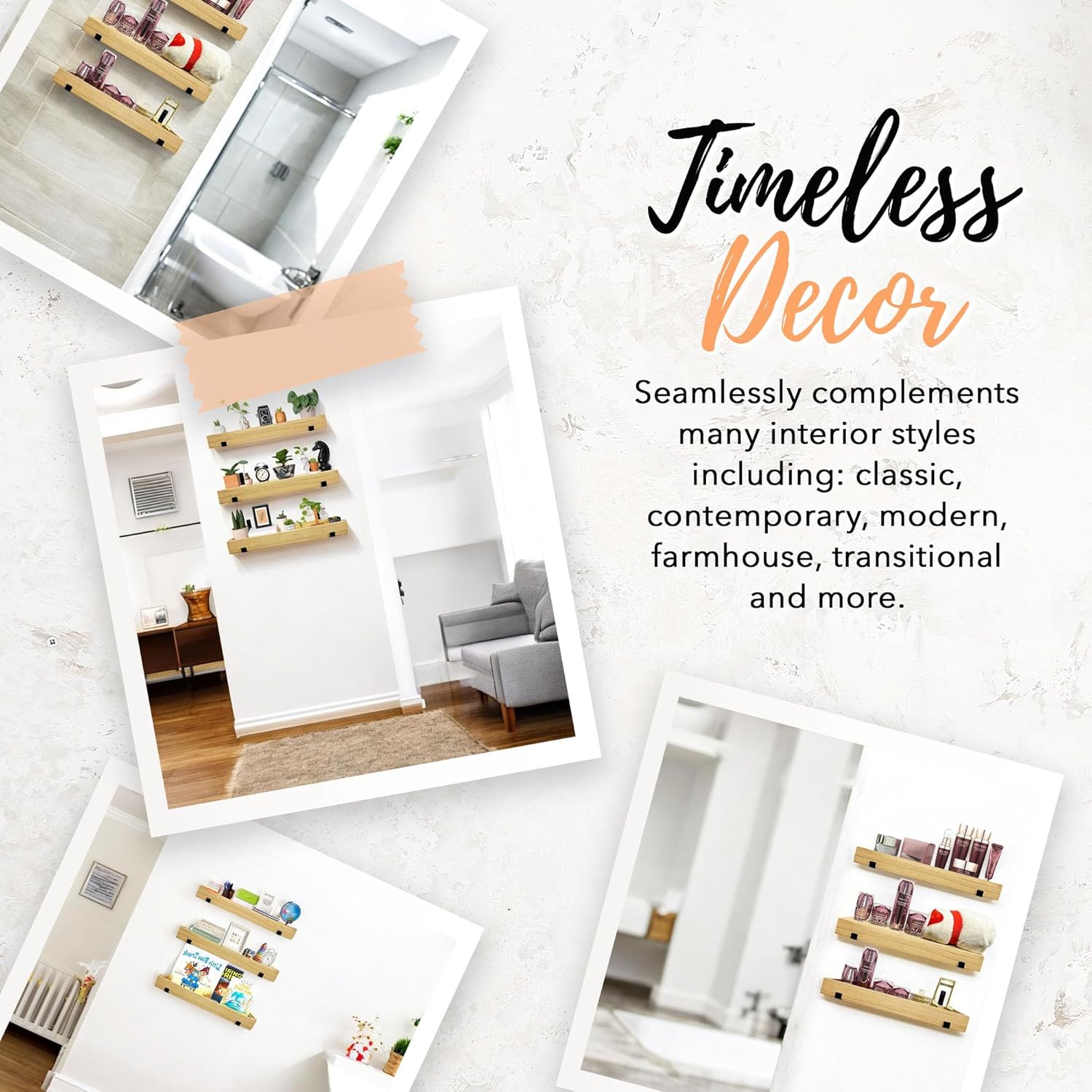 Autumn Alley 3-Tier Floating Wood Shelves Set