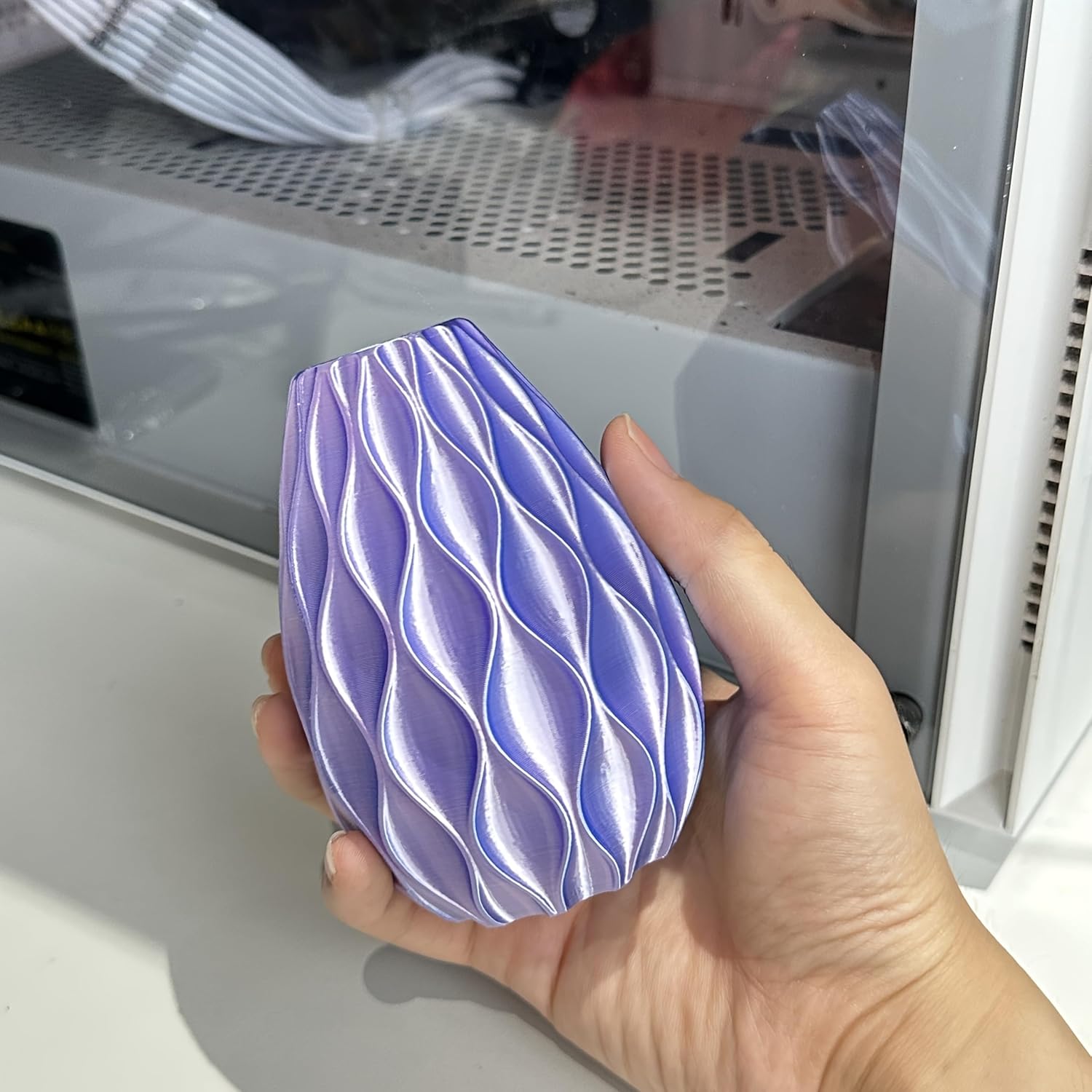 3D Printed Mini Wavy Vase - Blue Pink
