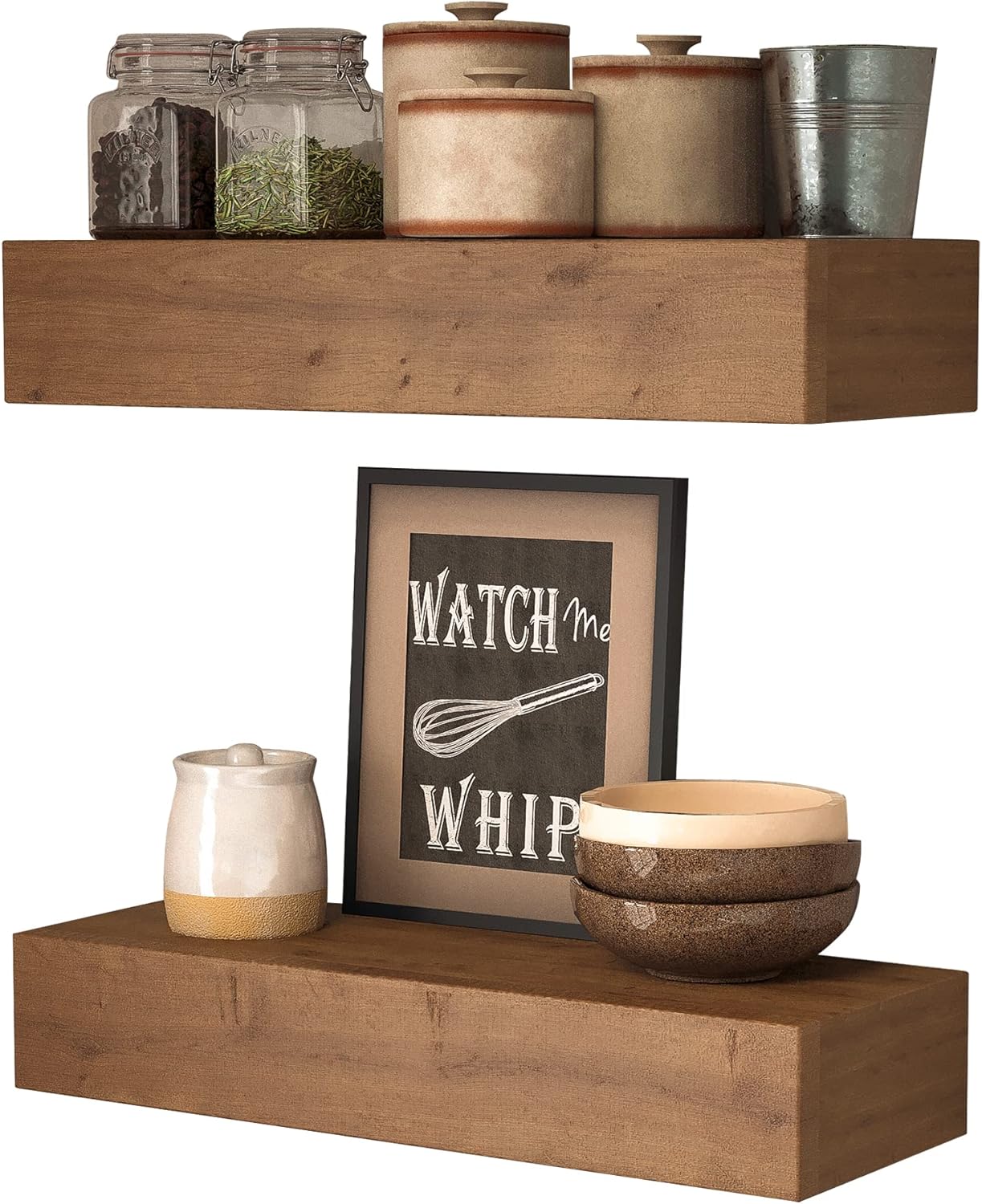 Wall Floating Shelves Rustic Wood Handmade - 17 Inch 2 Pack