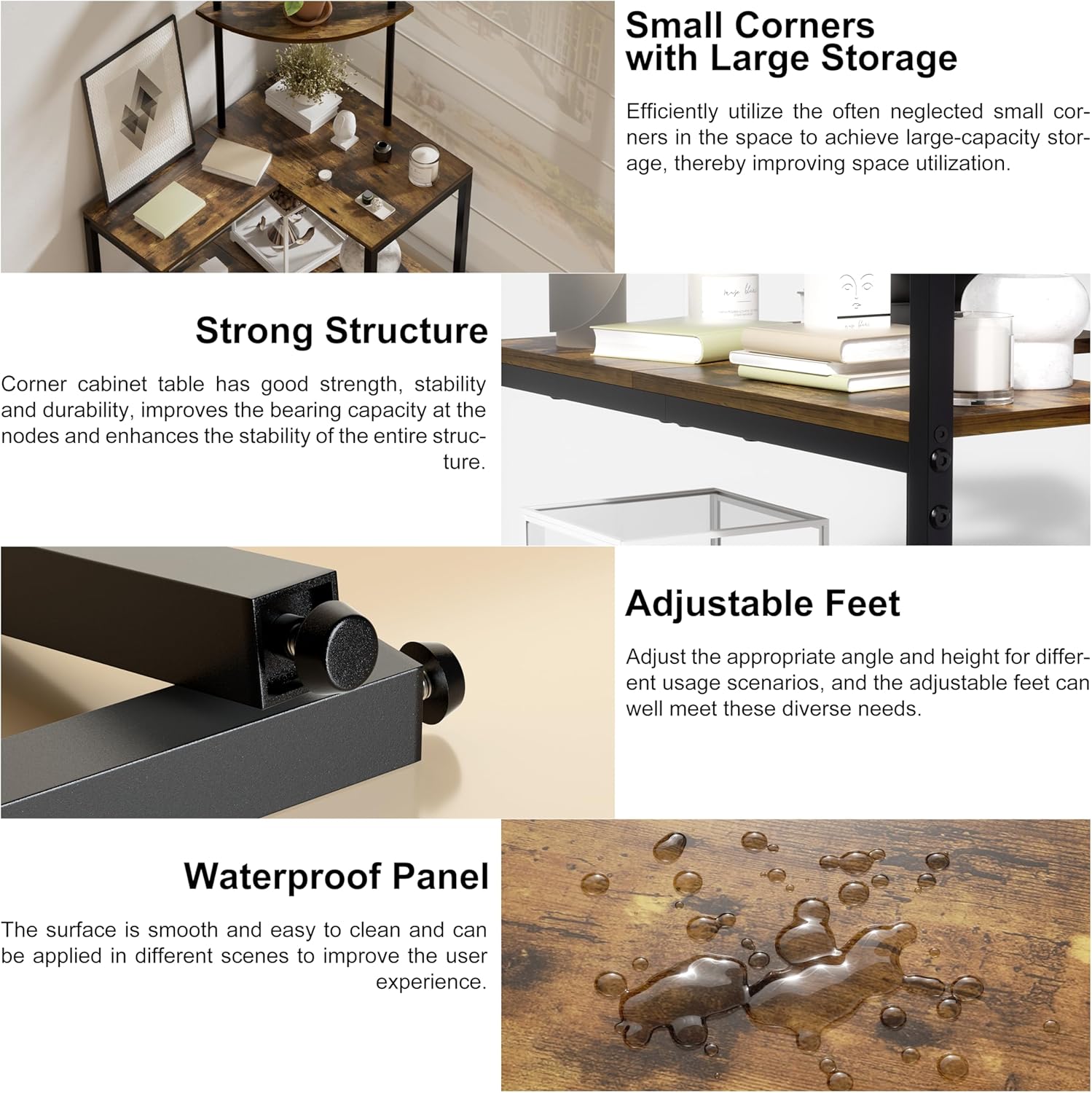 5 Tier Corner Shelf Stand with Storage