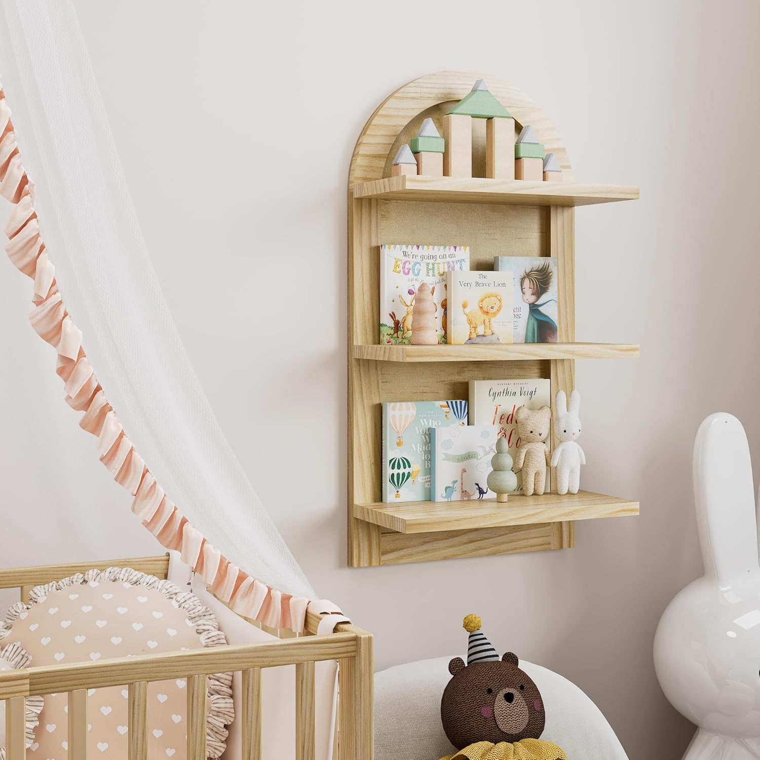 3 Tier Floating Wall Shelves Natural Wood Modern
