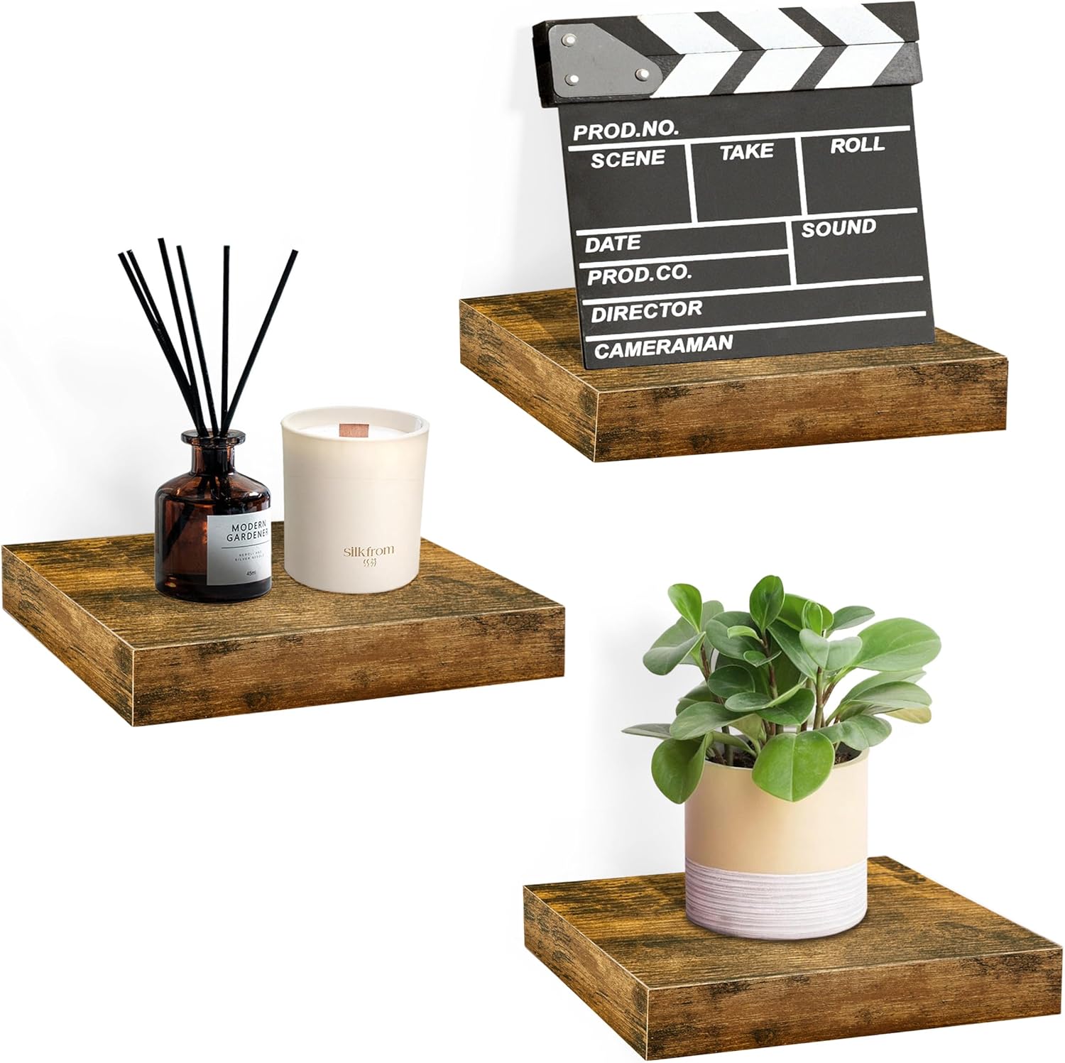 Sorbus Floating Shelves - 3 Square Wall Shelves for Accent Wall Decor