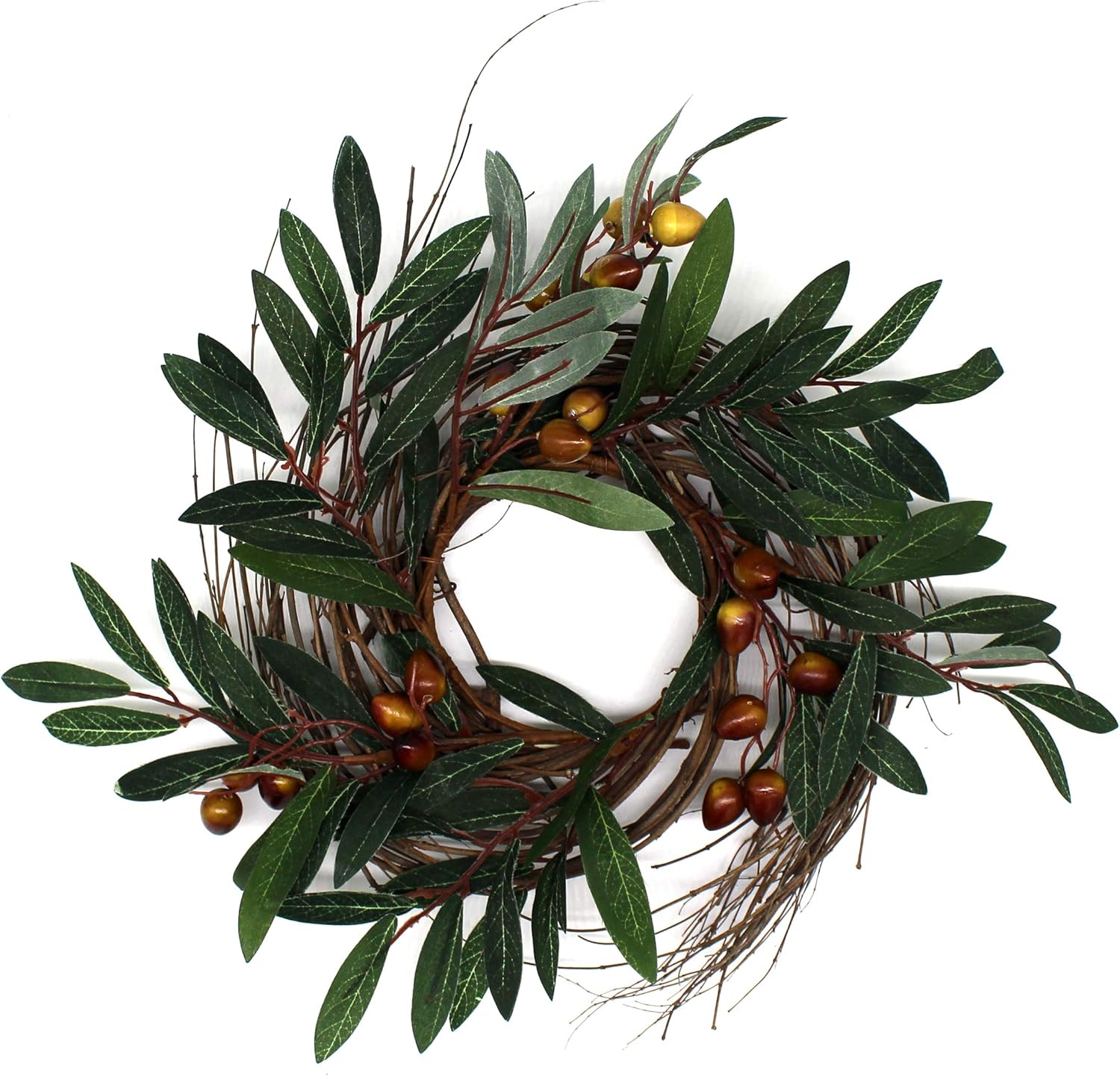 Rustic Country Artificial Olive Wreath 12 Inch
