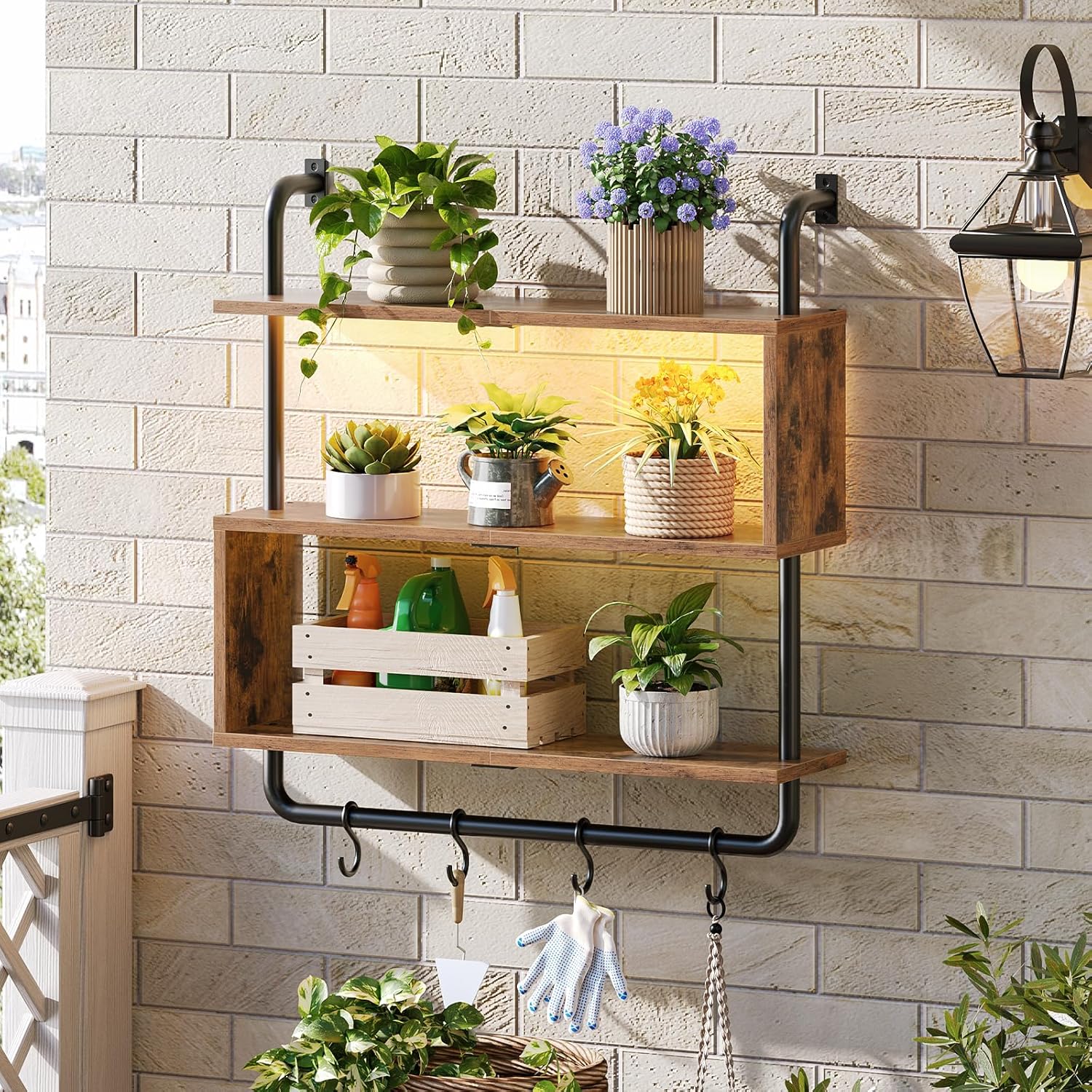 HOOBRO 3-Tier Floating Shelf with LED Lights