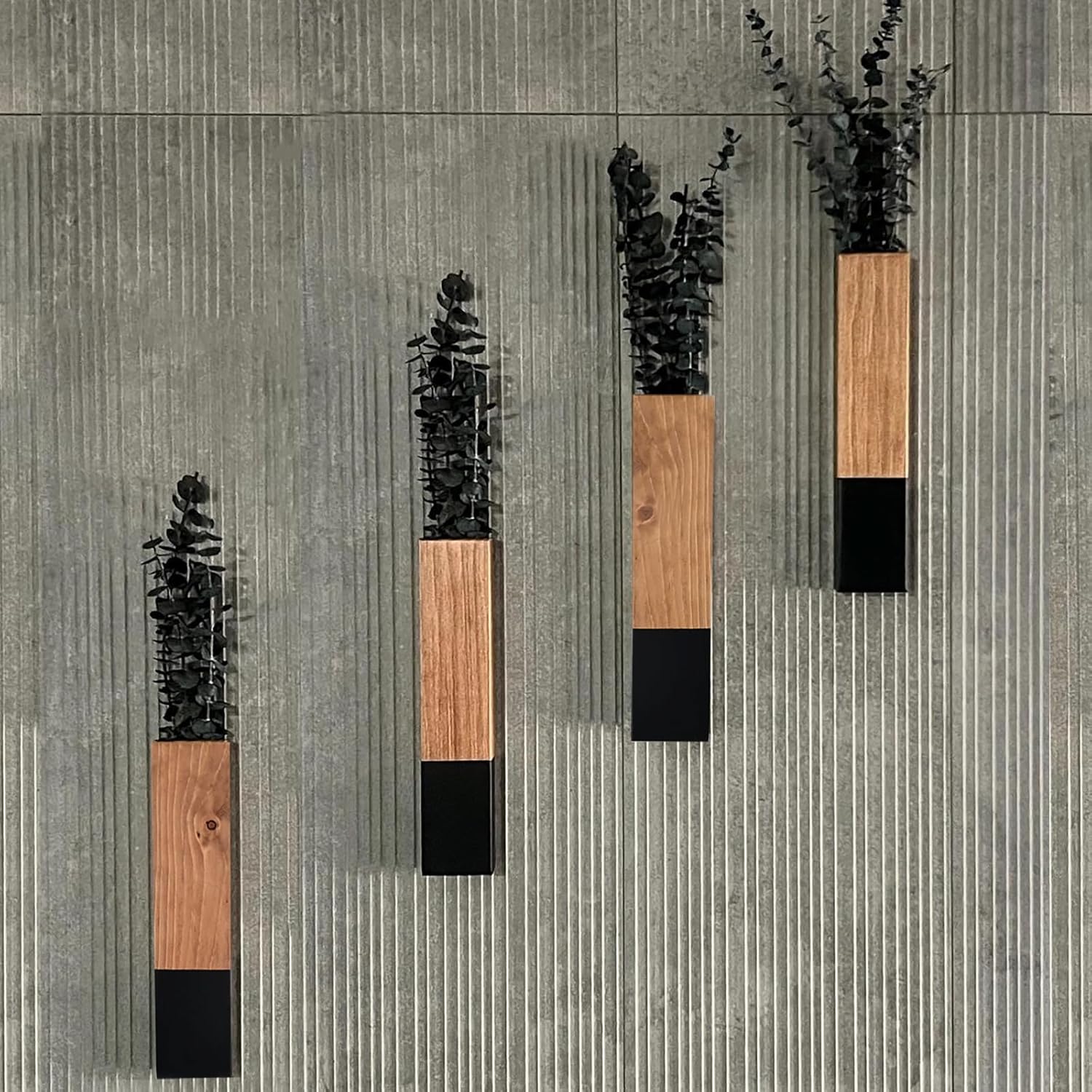 4Pack Wood Wall Planters for Dried Flowers and Greenery