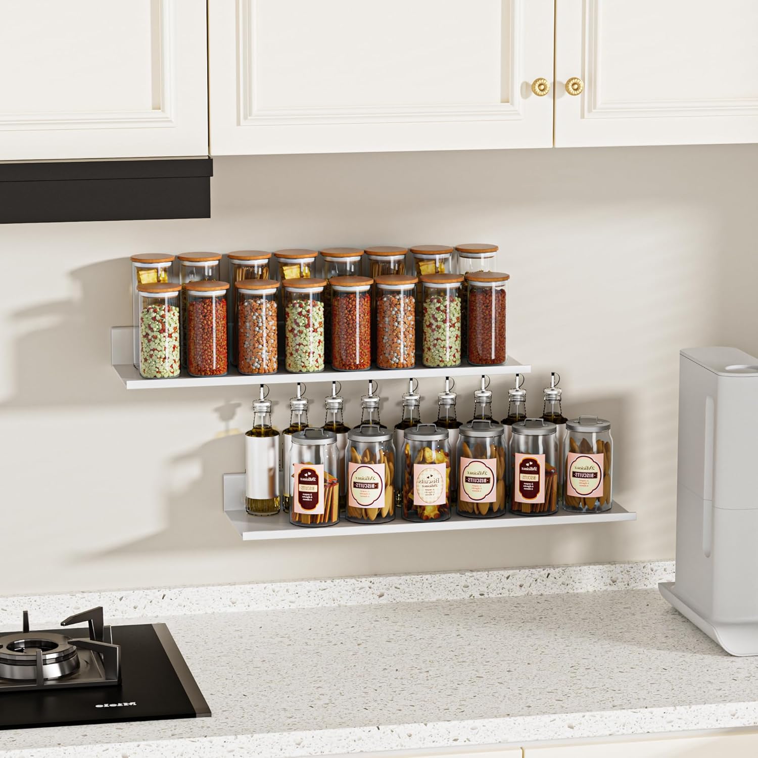 Wisfame White Floating Wall Shelves Set of 2 157 Inch