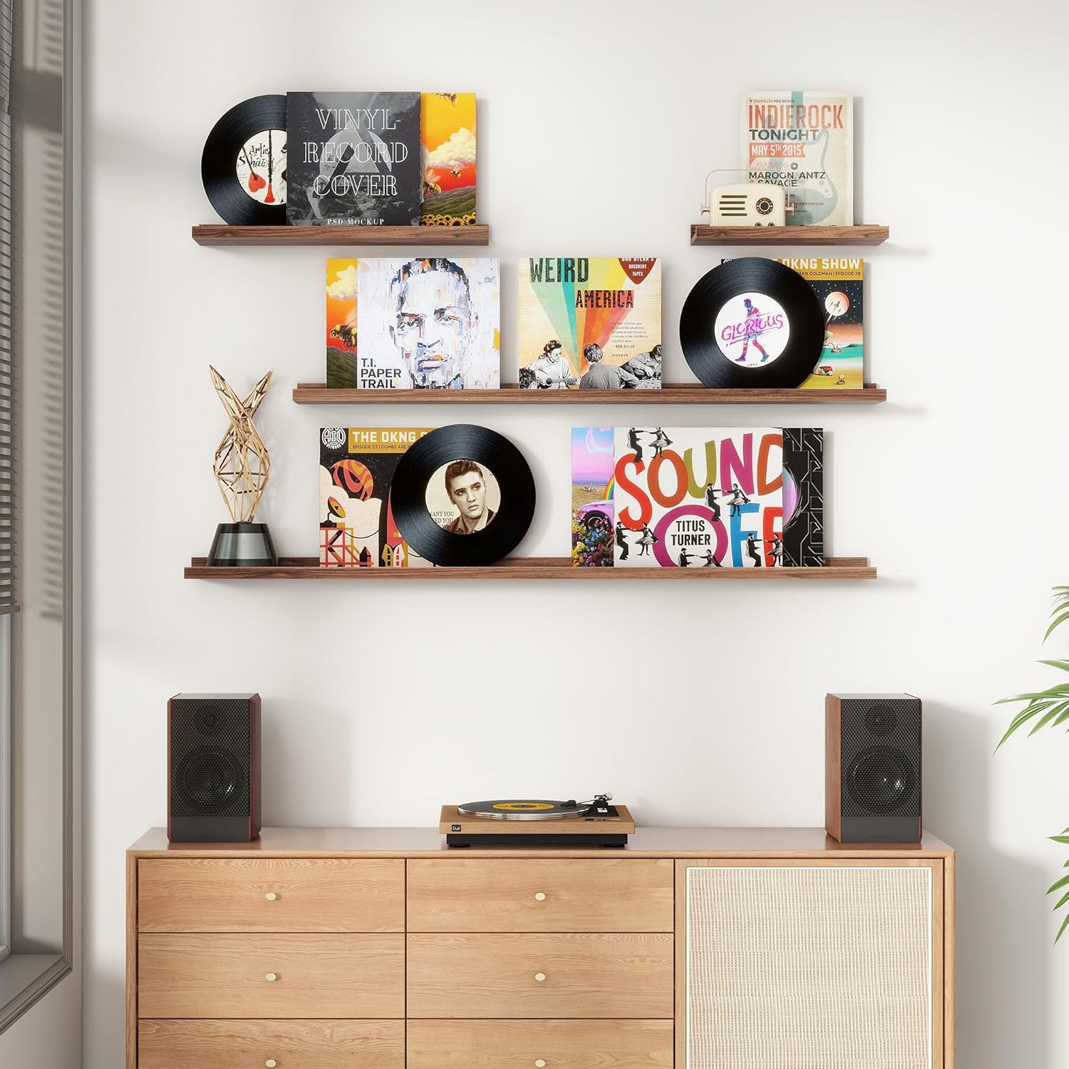 FLYJOE Floating Wall Shelves Set of 4 48 Inch Bookshelf Storage Ledge Decor Frames