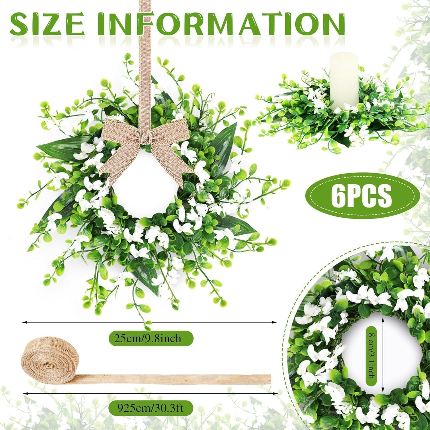 6 Pcs Artificial Forsythia Hanging Wreaths Spring Floral Decor for Front Door