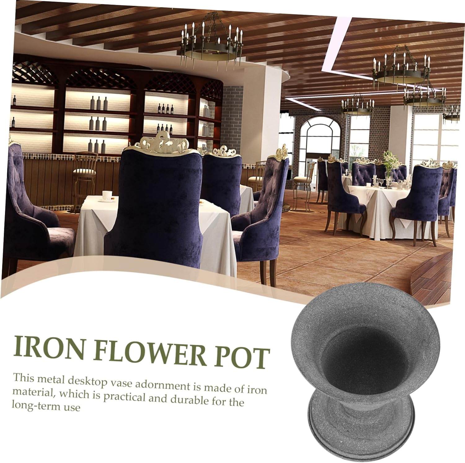 Metal Rustic Vintage Flower Vase with Gray Finish