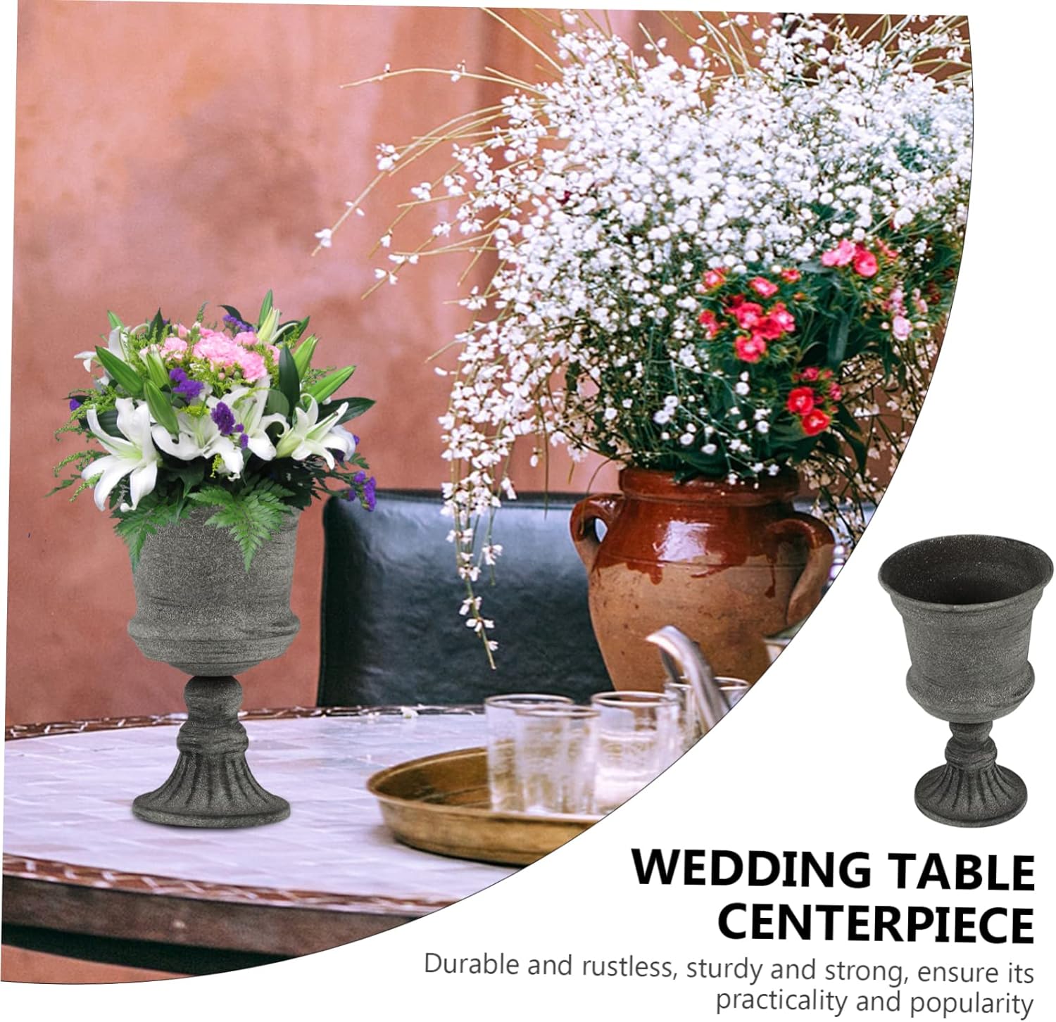 Garneck Vintage Metal Flower Vase for Home Decor and Wedding Centerpiece