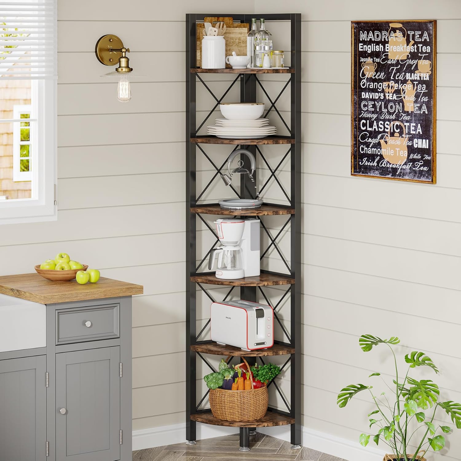 Tribesigns 6 Tier Corner Shelf for Small Spaces