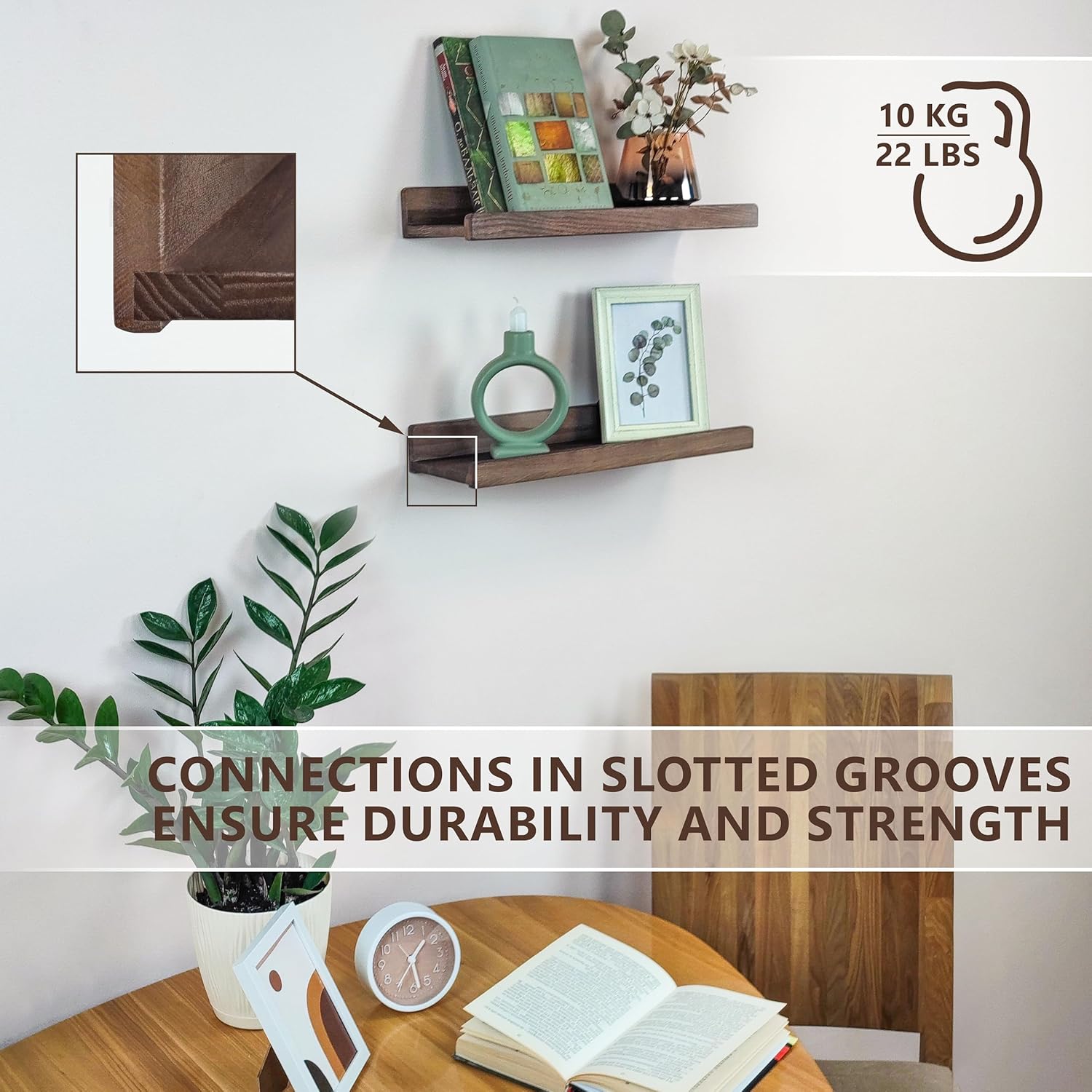 Wood Wedge Floating Shelves Set 2 16 Inch Waterproof