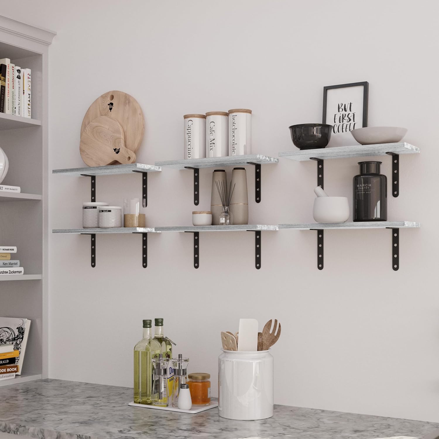 Lavish Home Set of 6 Floating Shelves White